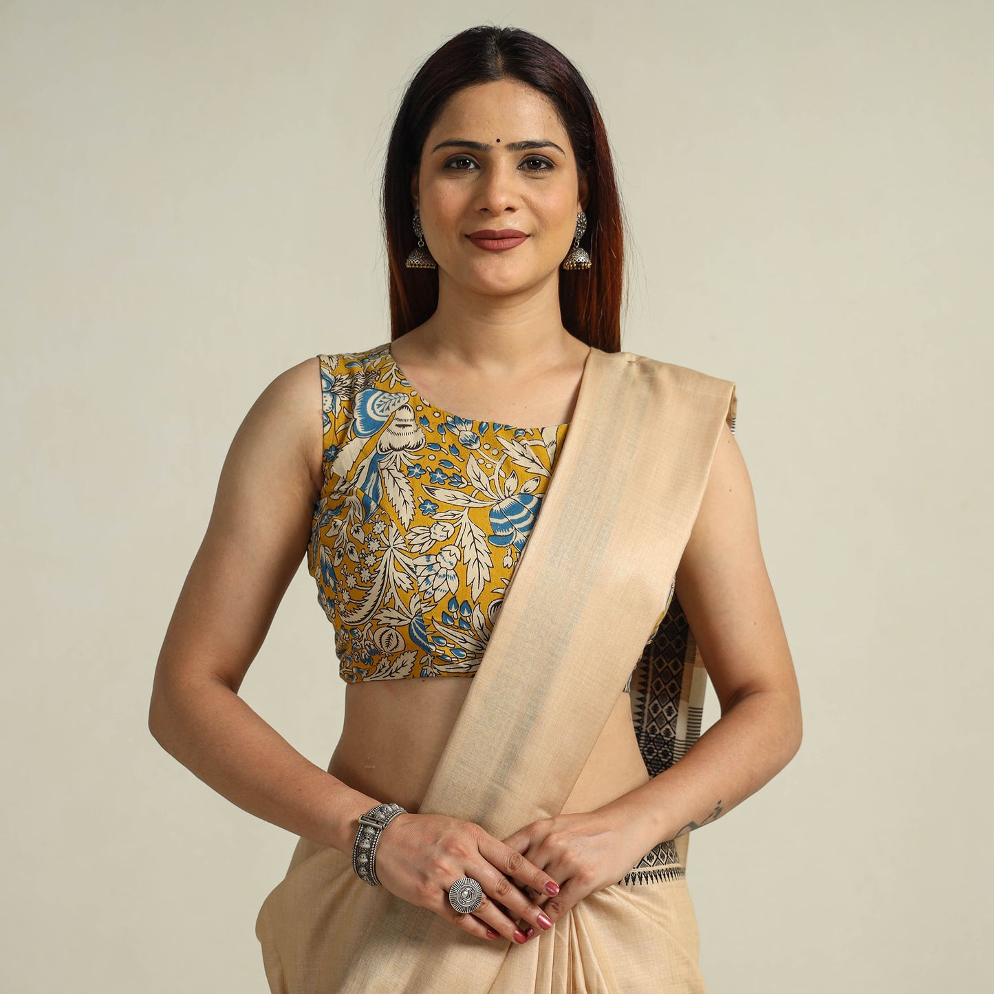 Buy Kalamkari Printed Cotton Stitched Blouse 09 Online at iTokri.com