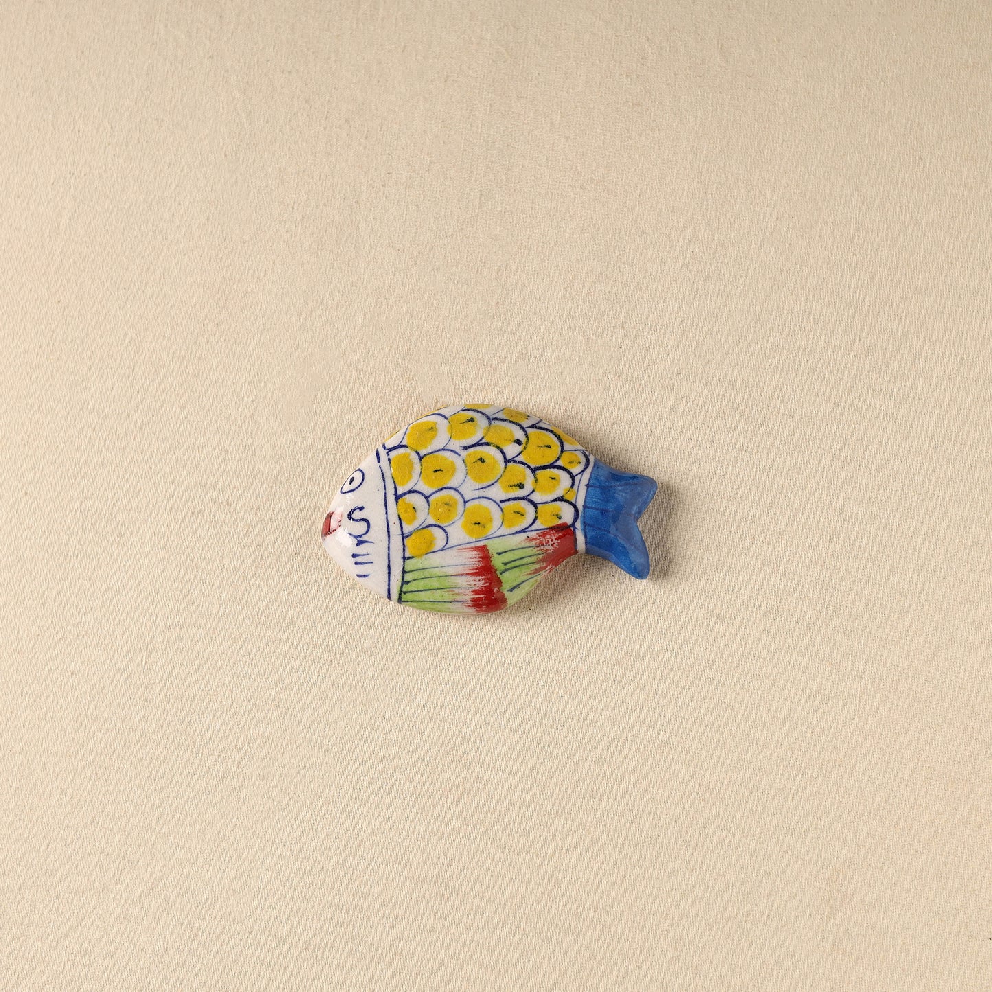 Yellow - Fish Original Blue Pottery Ceramic Fridge Magnet 69