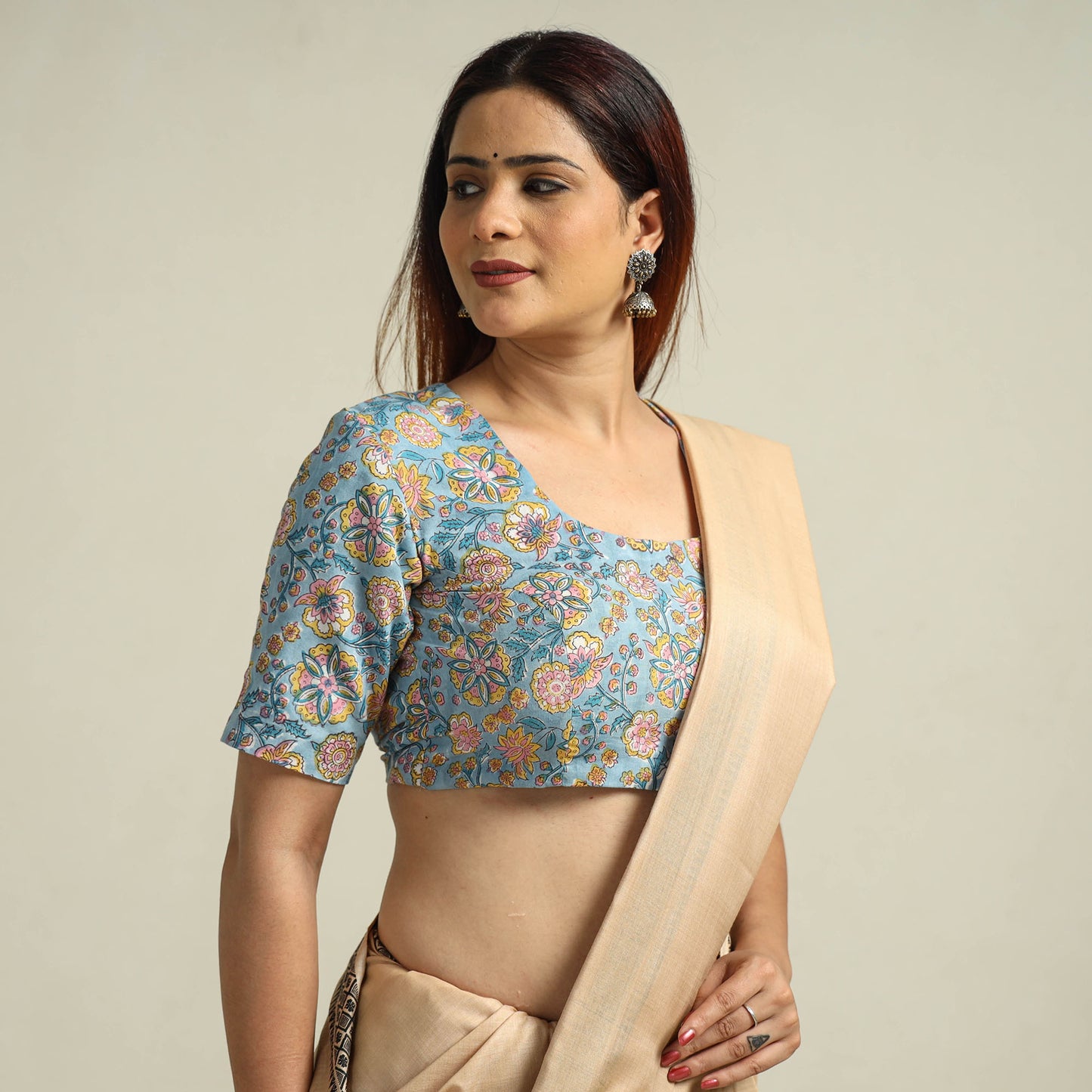 Buy Sanganeri Block Printed Cotton Stitched Blouse 12 Online at iTokri.com