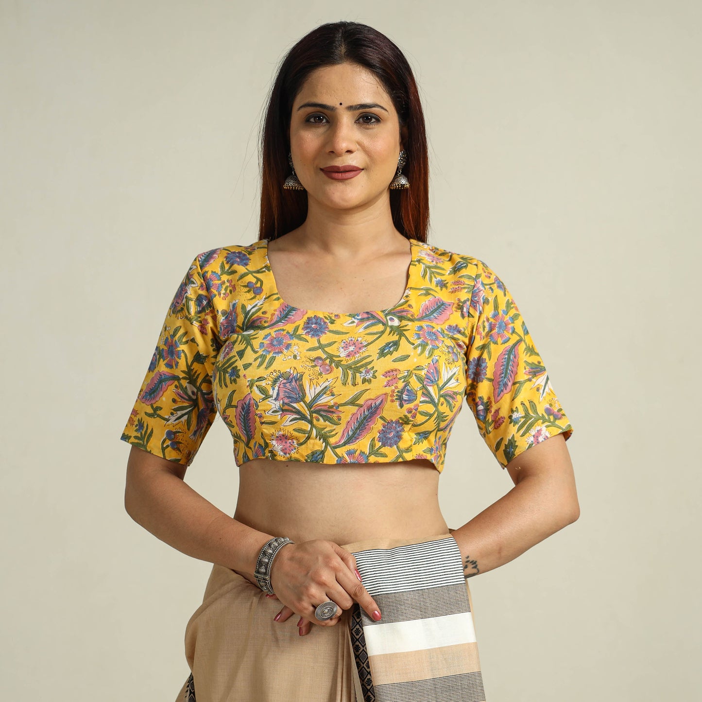 Buy Sanganeri Block Printed Cotton Stitched Blouse 10 Online at iTokri.com