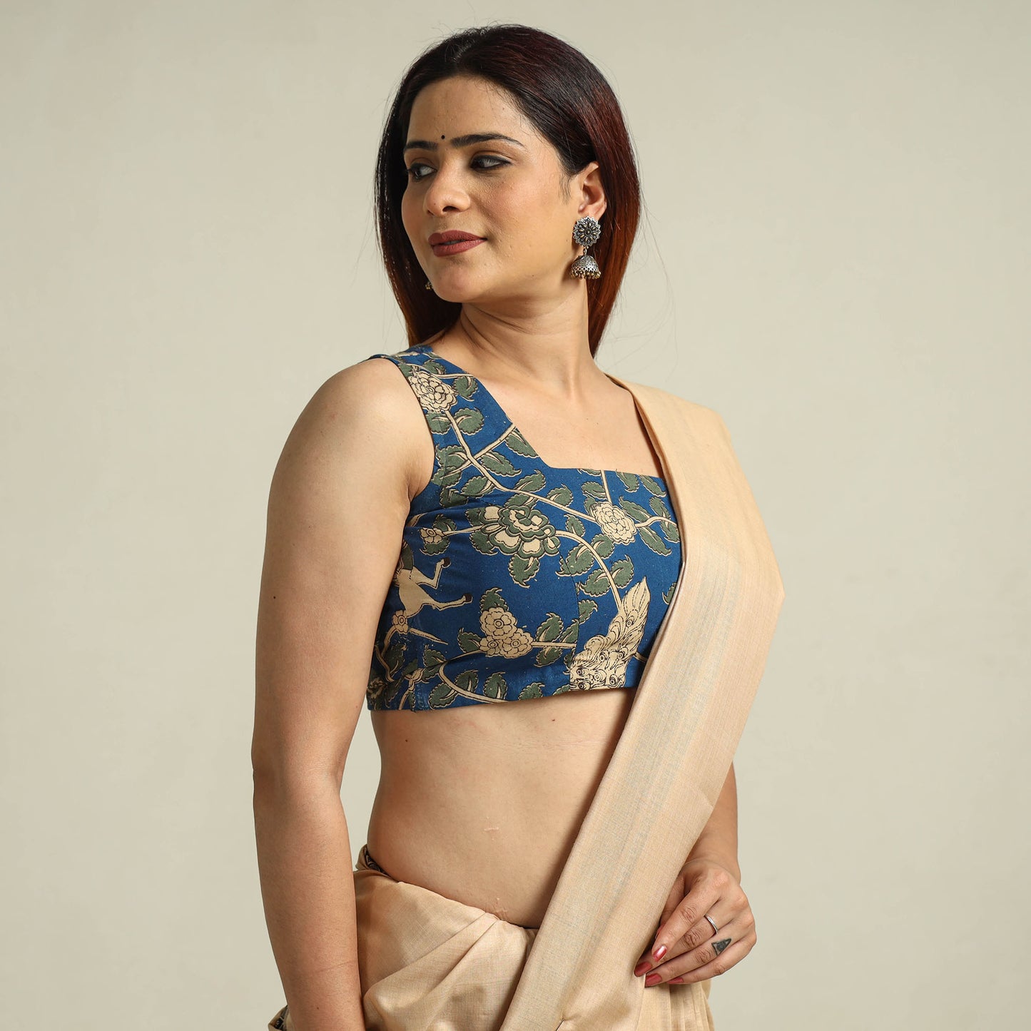 Buy Kalamkari Printed Cotton Stitched Blouse 08 Online at iTokri.com