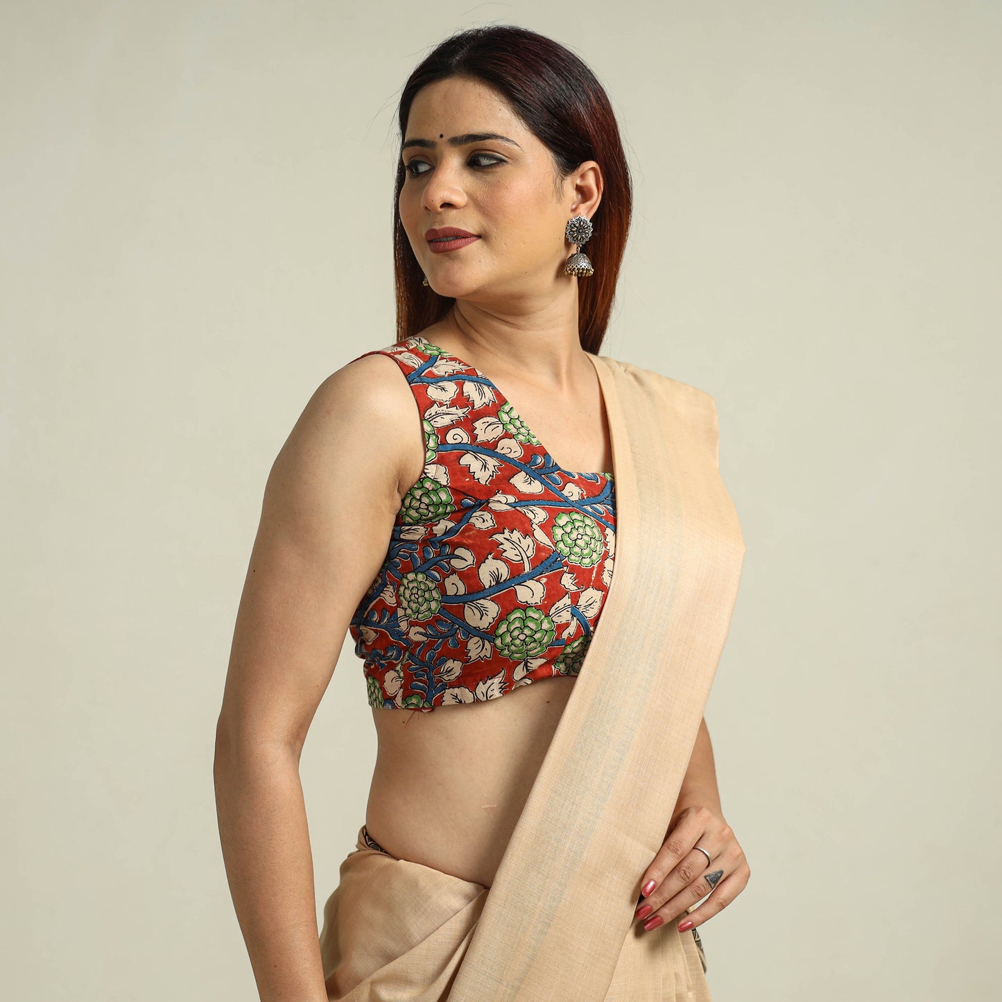 Buy Kalamkari Printed Cotton Stitched Blouse 14 Online at iTokri.com
