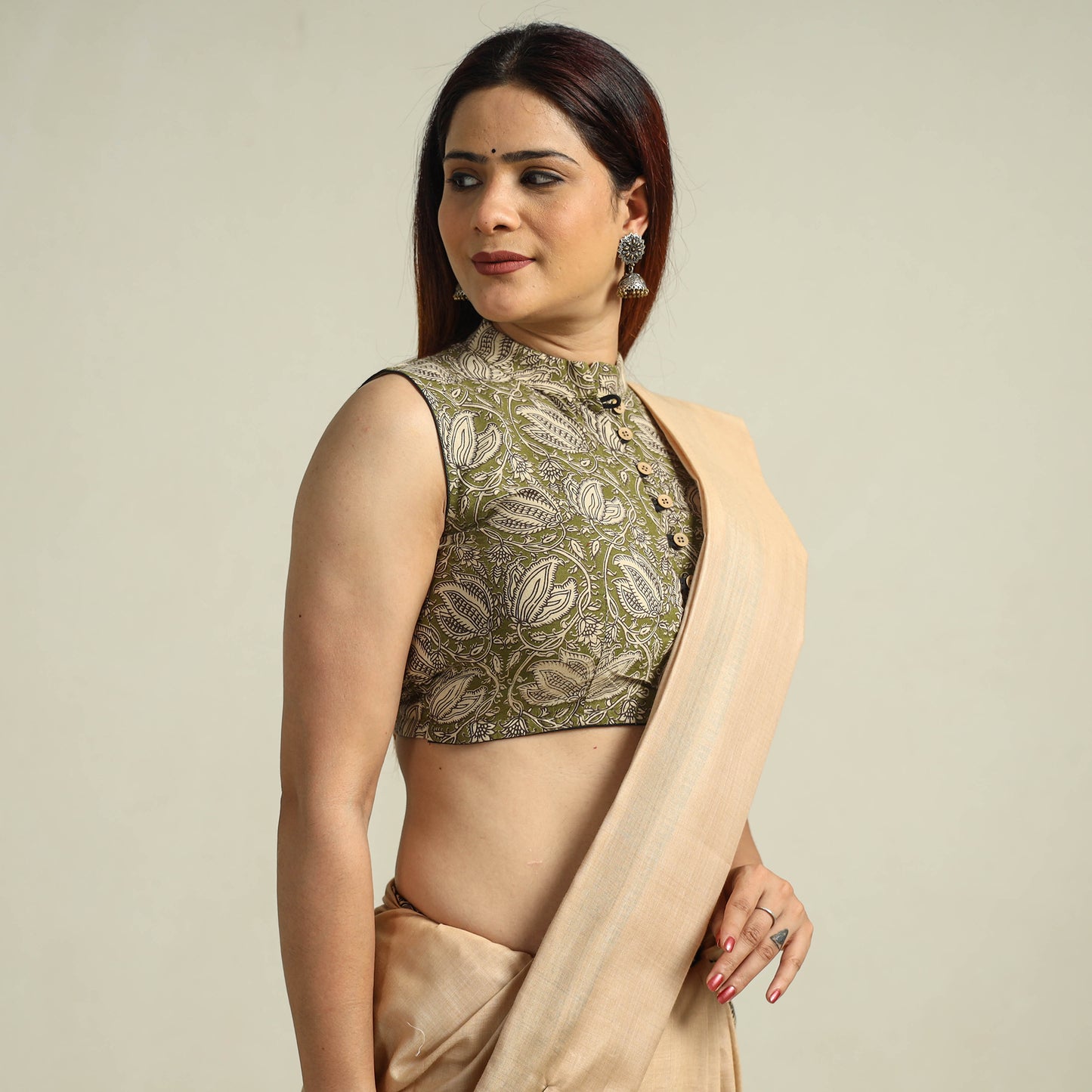 Buy Kalamkari Printed Cotton Stitched Blouse 02 Online at iTokri.com