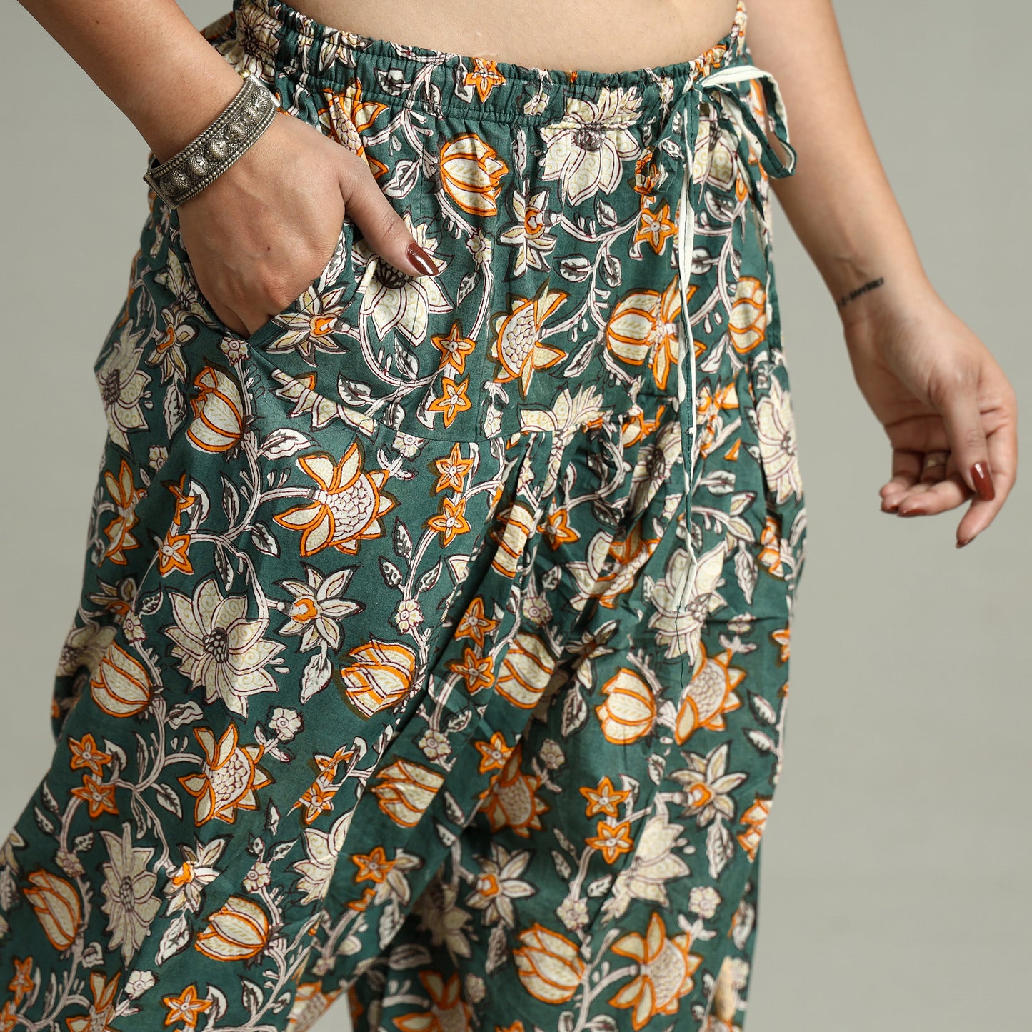 Buy Sanganeri Block Printed Cotton Elasticated Salwar 08 Online at iTokri.com