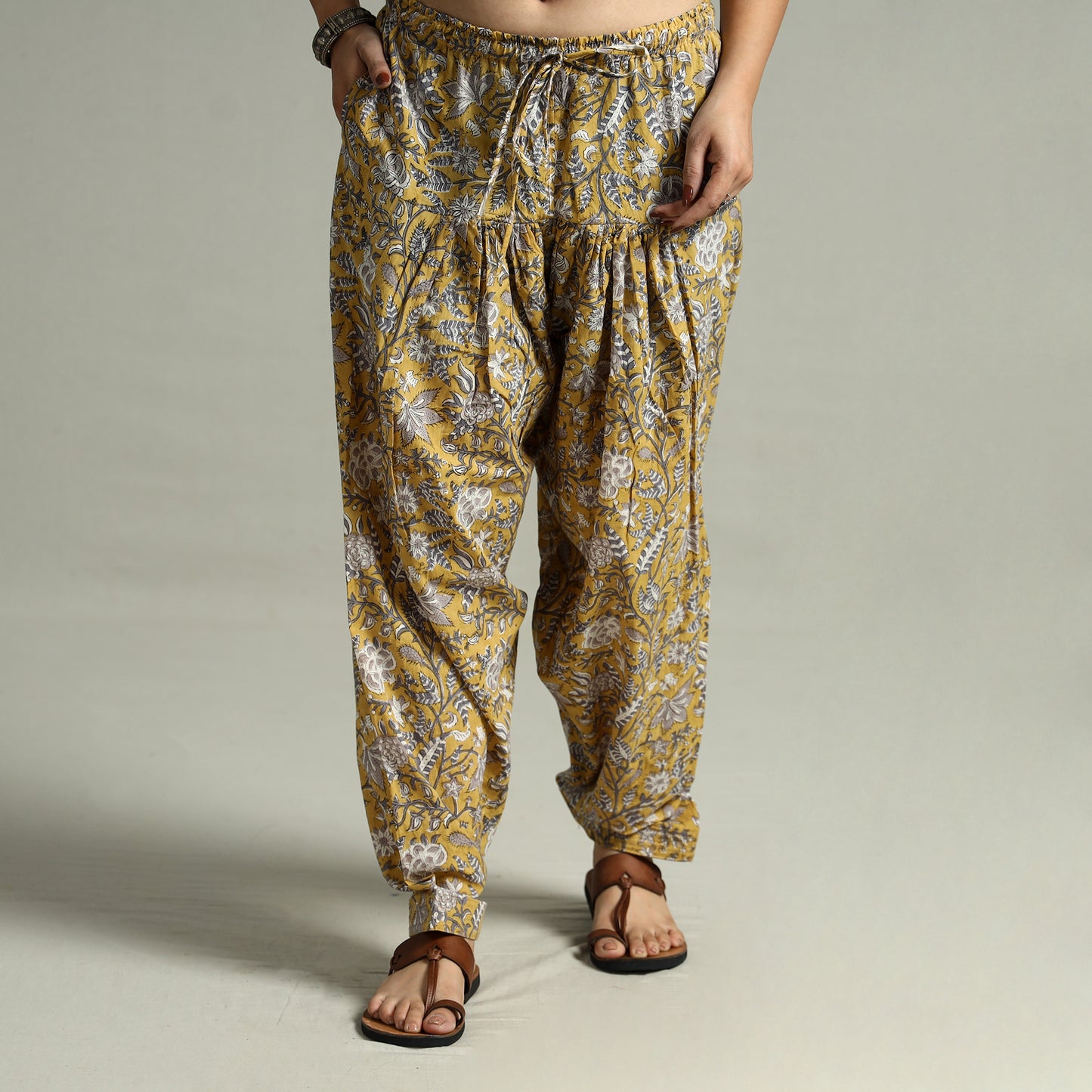 Buy Sanganeri Block Printed Cotton Elasticated Salwar 01 Online at iTokri.com