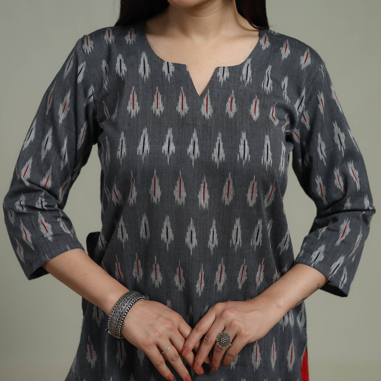 Pochampally Ikat Cotton Suit Set with Dupatta for women 13