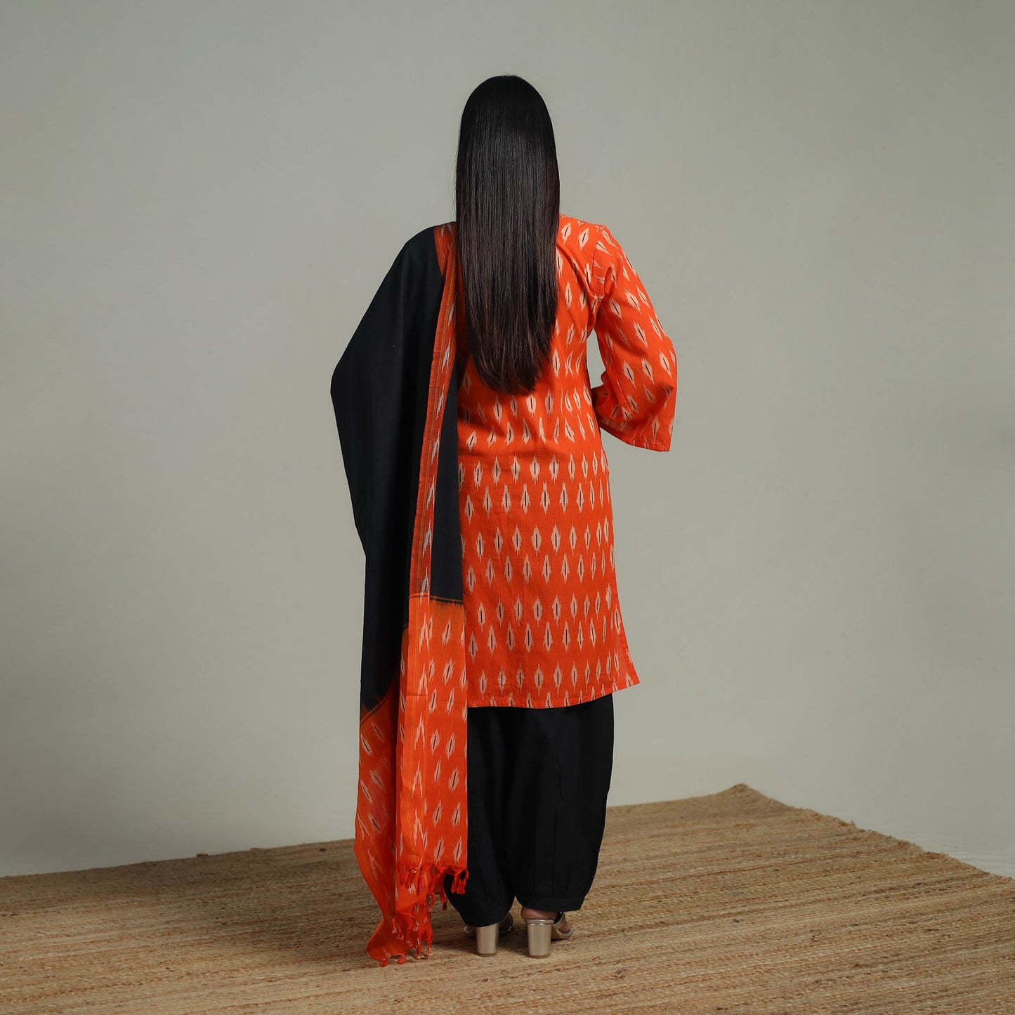 Pochampally Ikat Cotton Suit Set with Dupatta for women 06