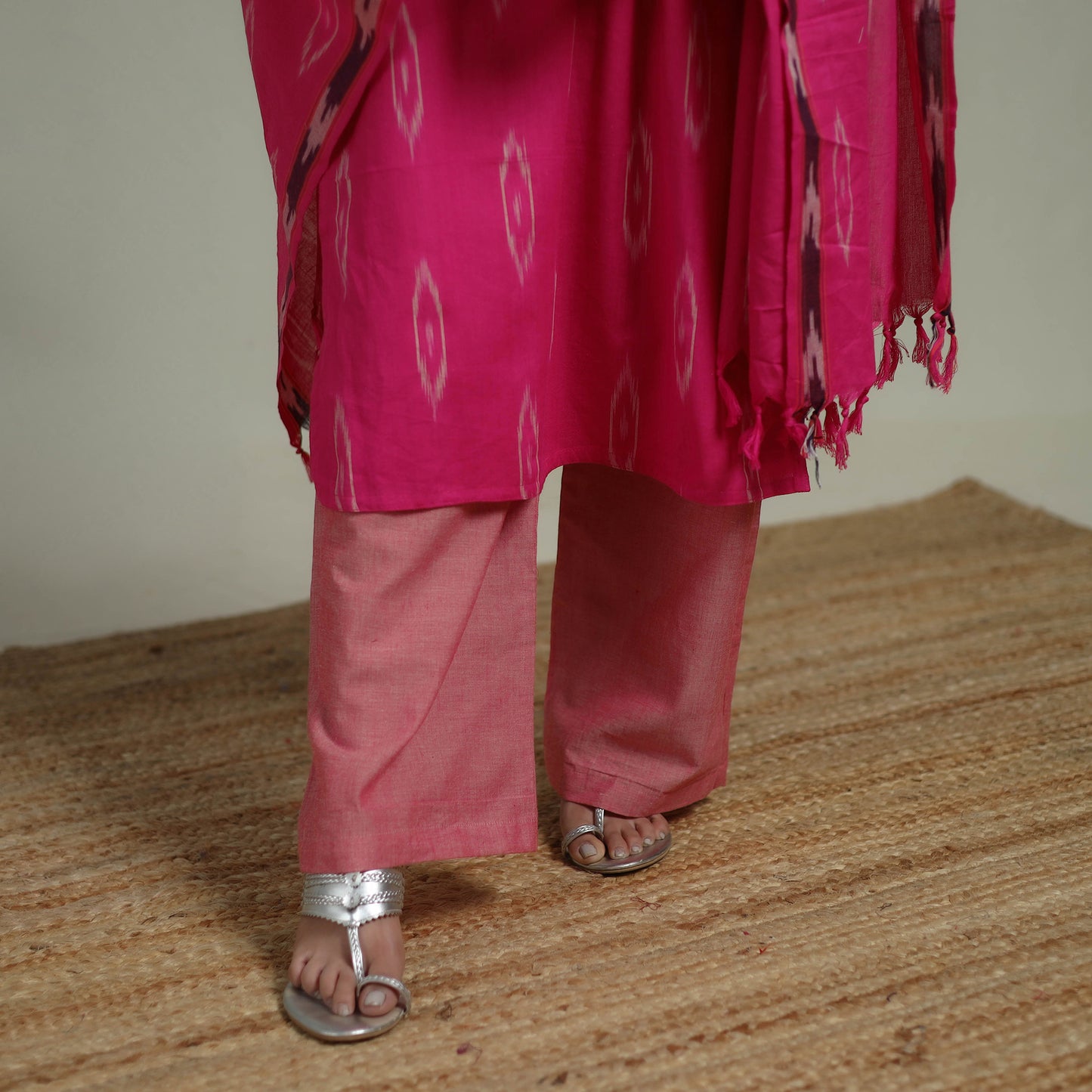 Pochampally Ikat Cotton Suit Set with Dupatta for women 07