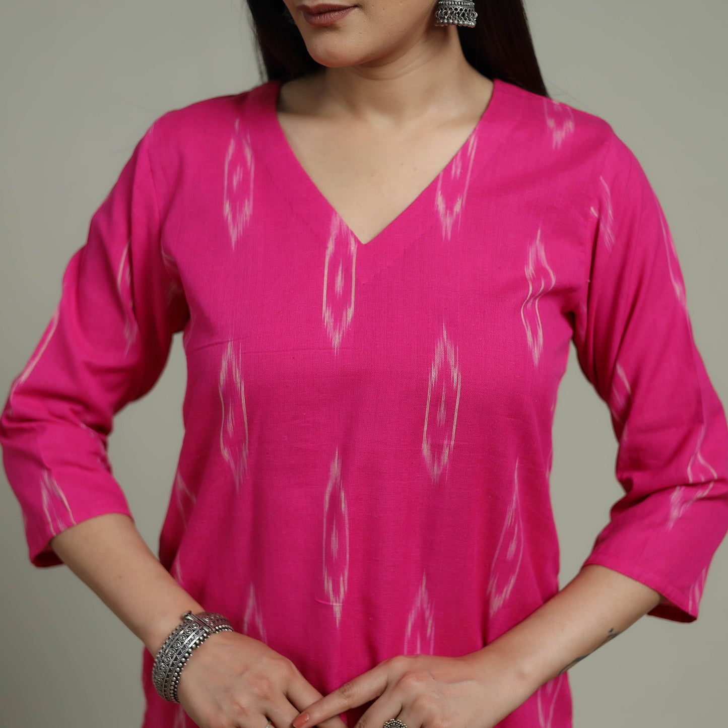 Pochampally Ikat Cotton Suit Set with Dupatta for women 07