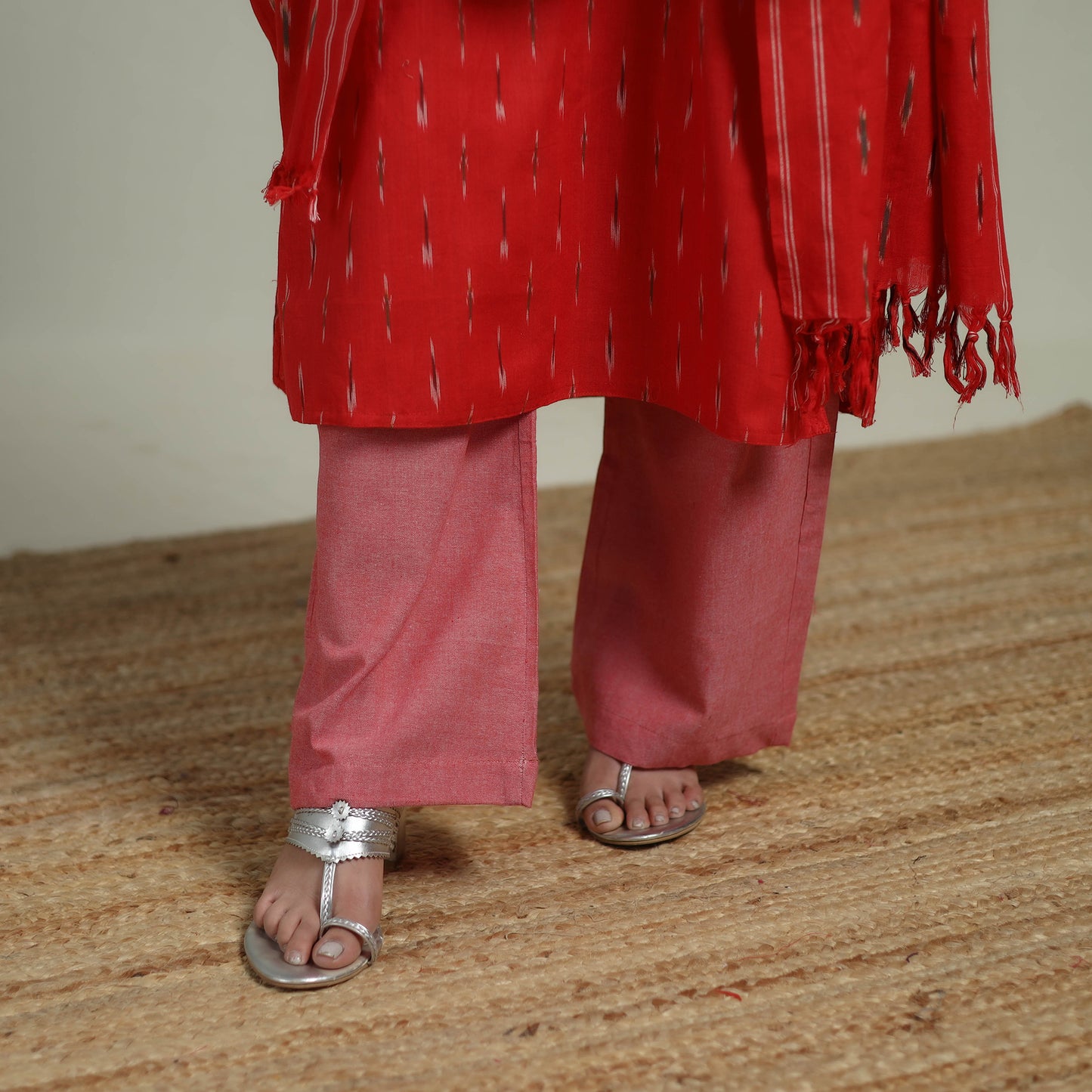 Pochampally Ikat Cotton Suit Set with Dupatta for women 18