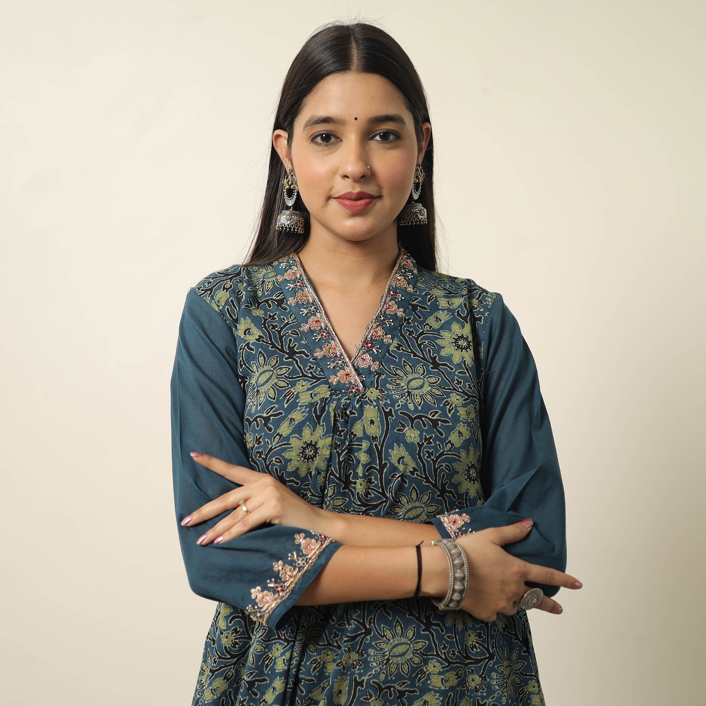 ajrakh embroidery kurta