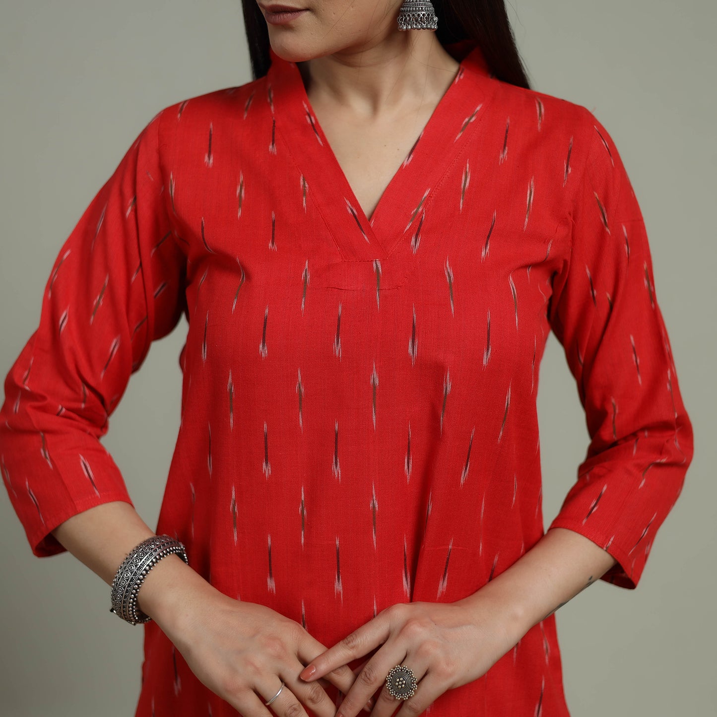 Pochampally Ikat Cotton Suit Set with Dupatta for women 18
