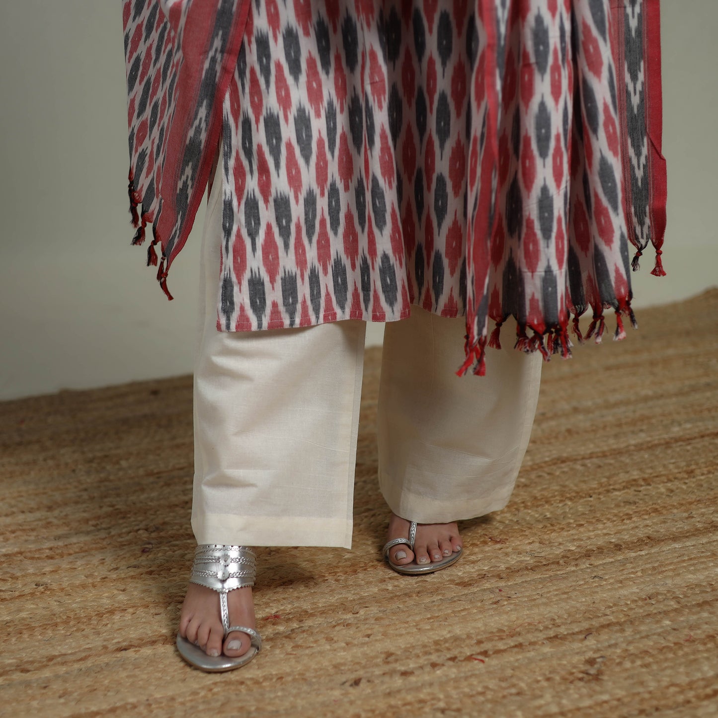 Pochampally Ikat Cotton Suit Set with Dupatta for women 20