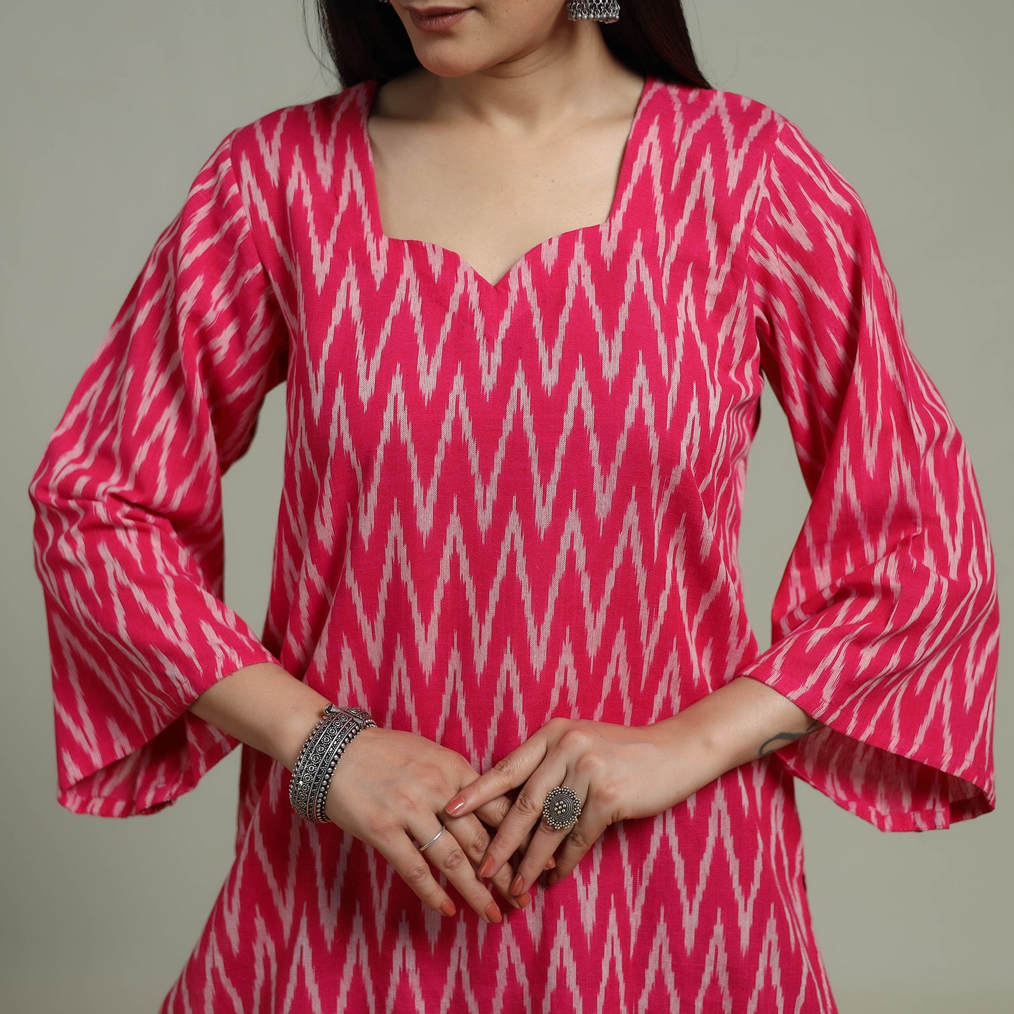 Pochampally Ikat Cotton Suit Set with Dupatta for women 05