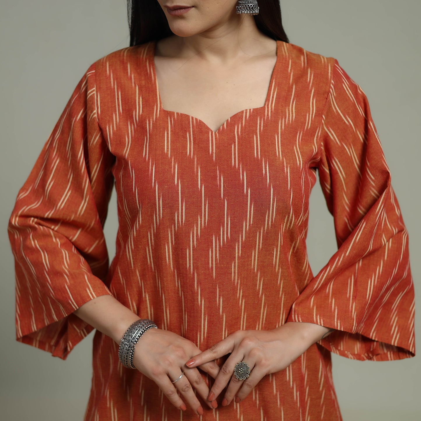 Pochampally Ikat Cotton Suit Set with Dupatta for women 03