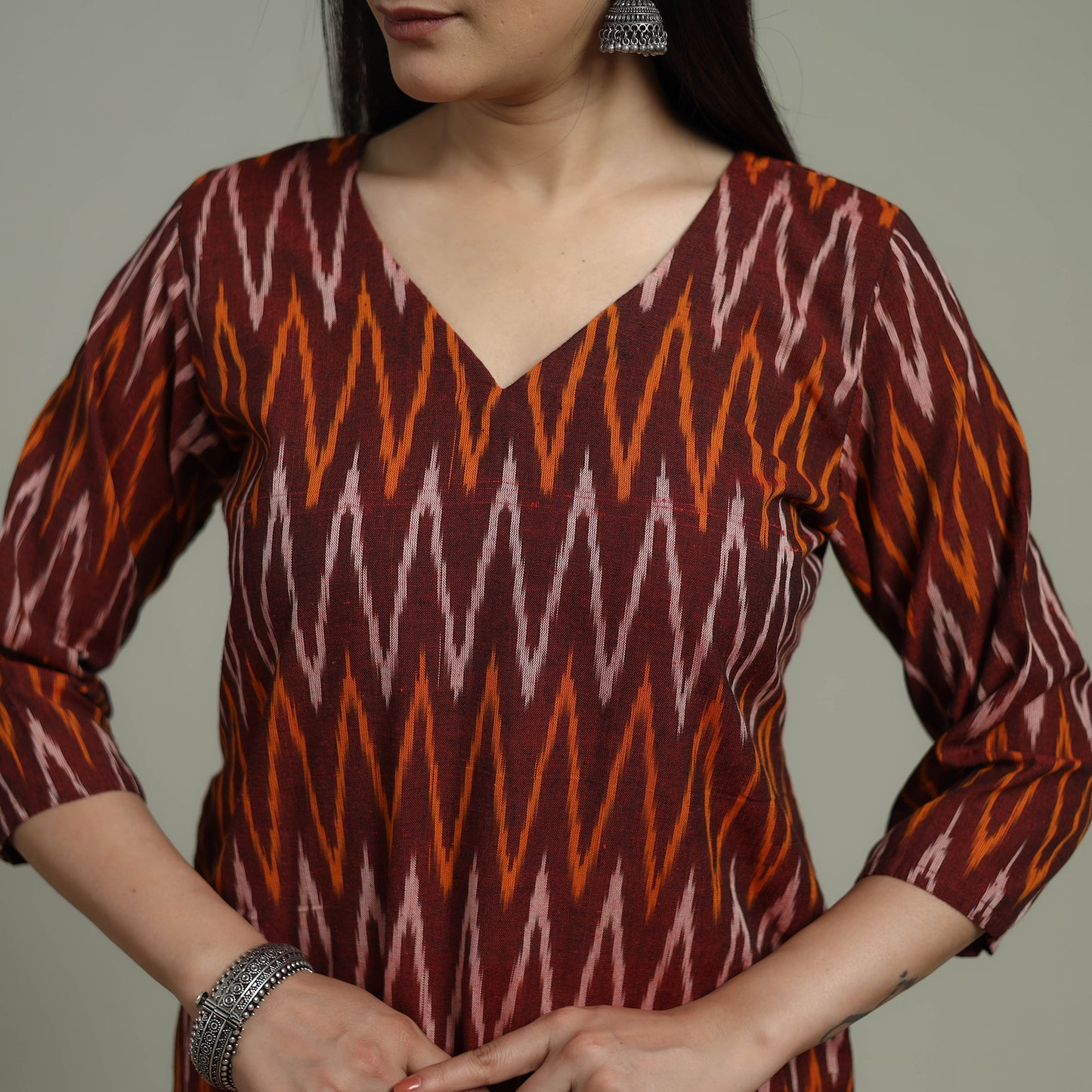 Pochampally Ikat Cotton Suit Set with Dupatta for women 11