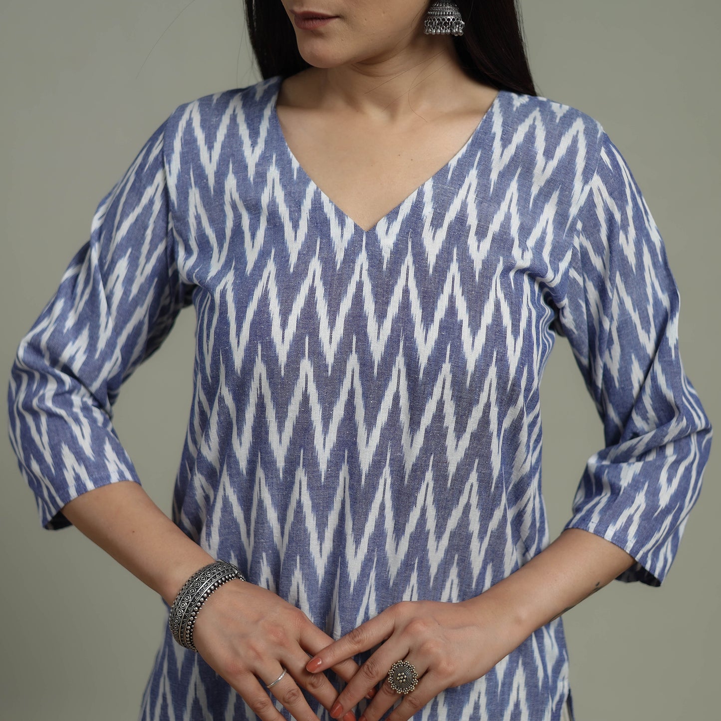 Pochampally Ikat Cotton Suit Set with Dupatta for women 09
