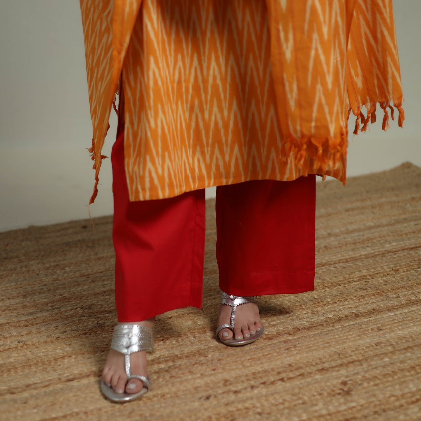 Pochampally Ikat Cotton Suit Set with Dupatta for women 19