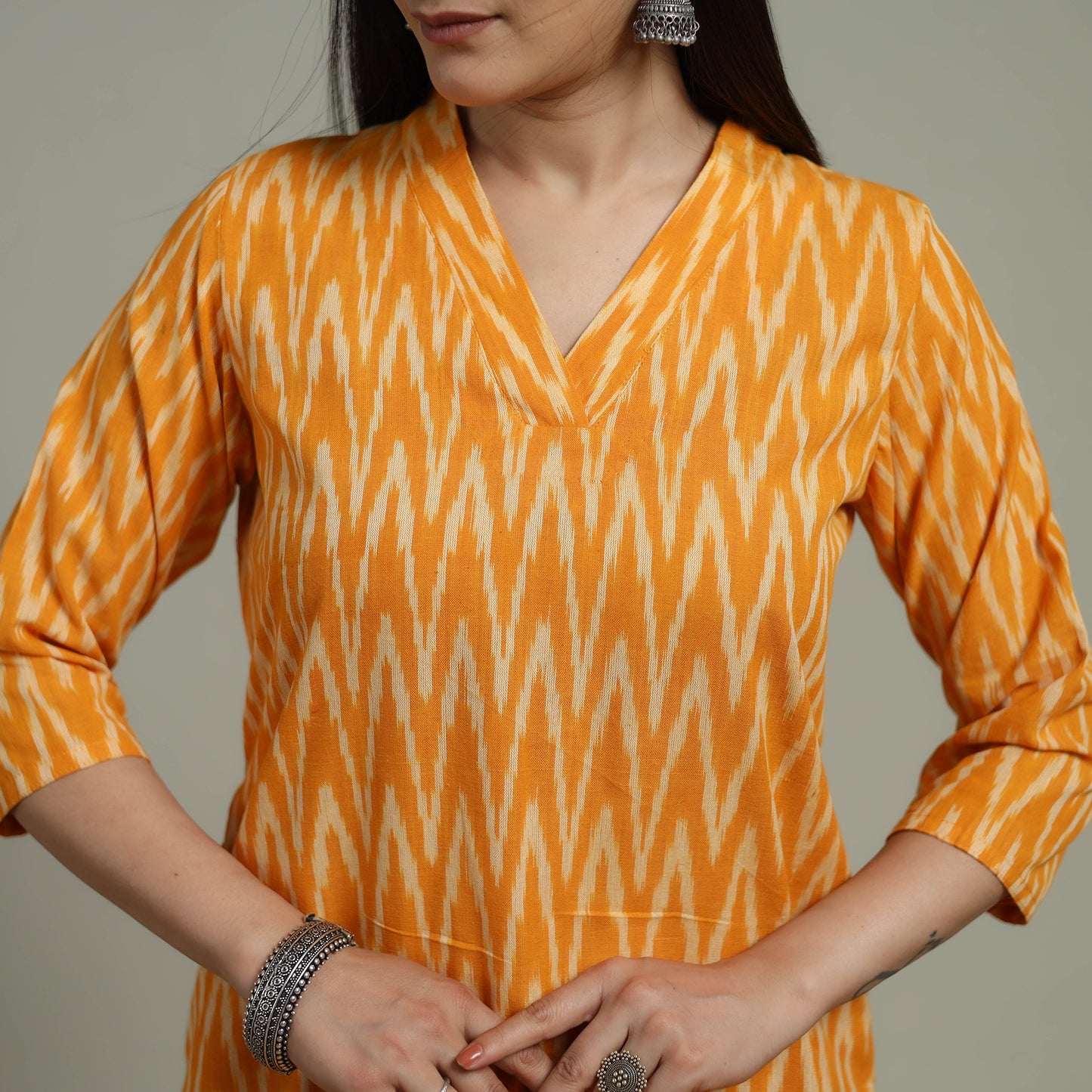 Pochampally Ikat Cotton Suit Set with Dupatta for women 19