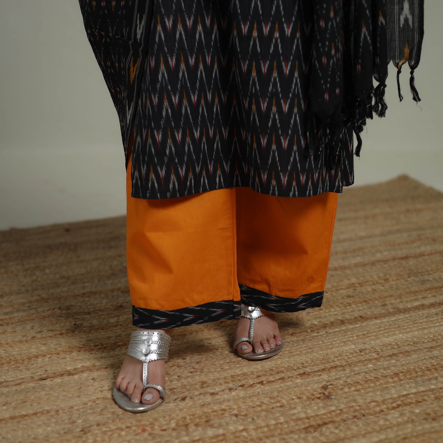 Pochampally Ikat Cotton Suit Set with Dupatta for women 14