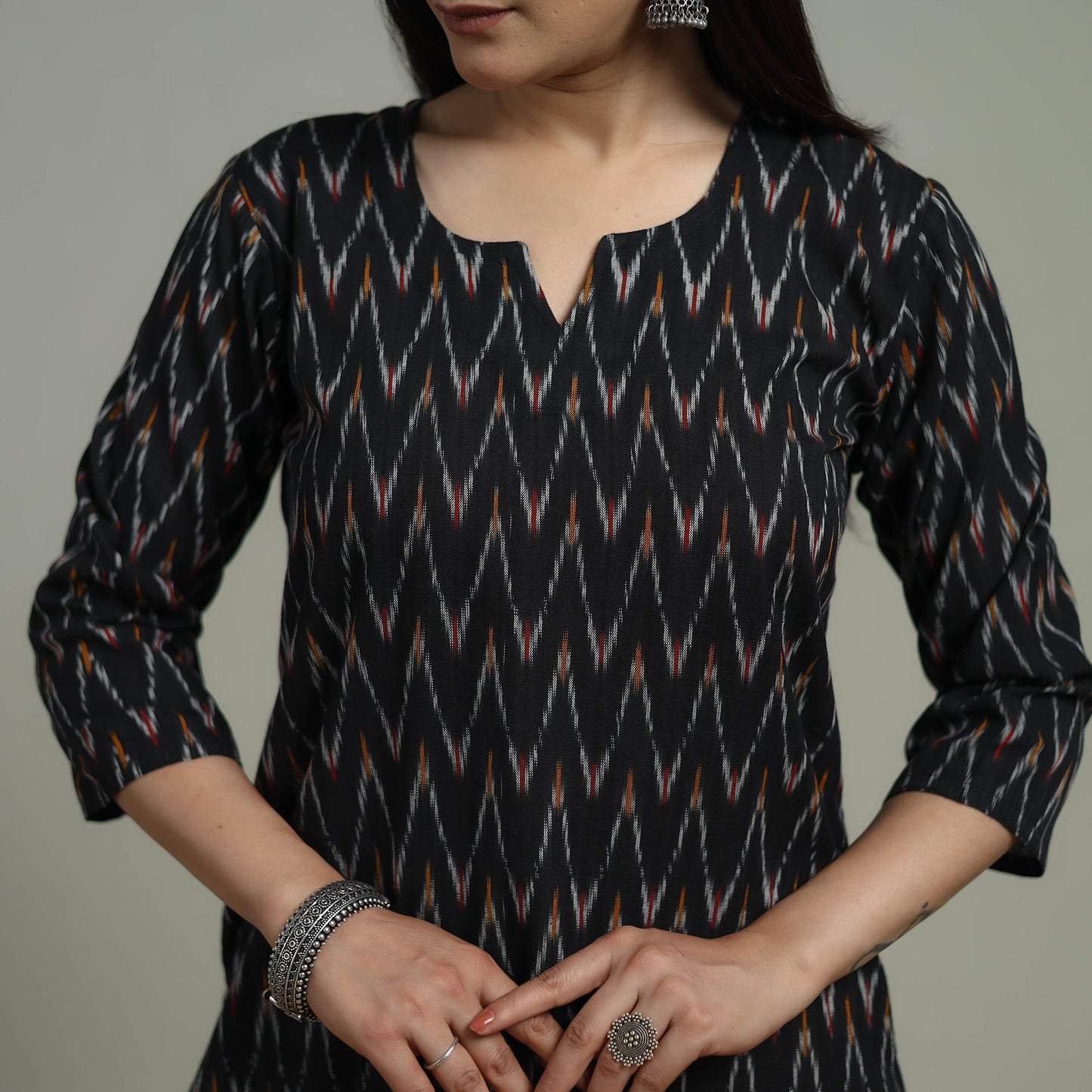 Pochampally Ikat Cotton Suit Set with Dupatta for women 14