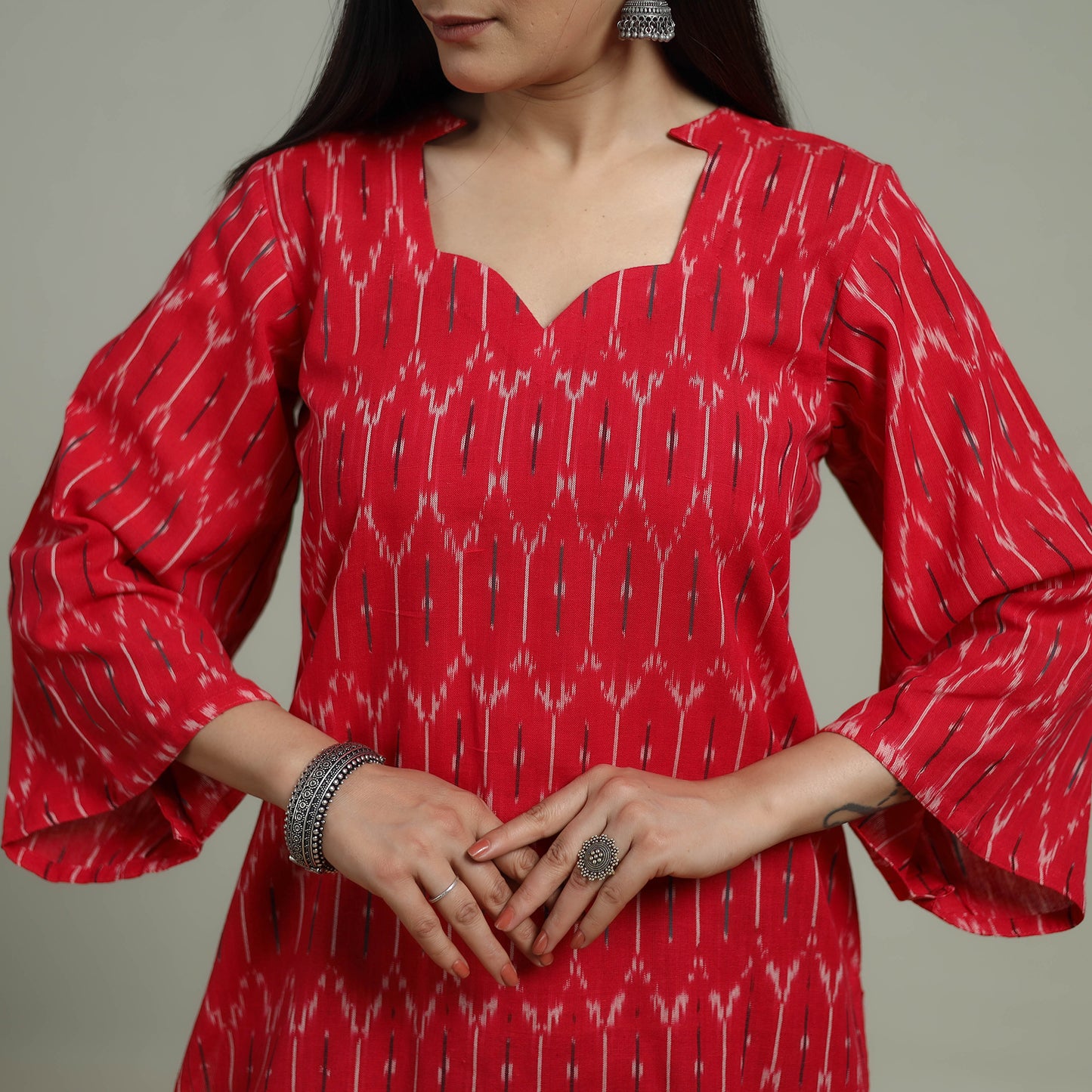 Pochampally Ikat Cotton Suit Set with Dupatta for women 01
