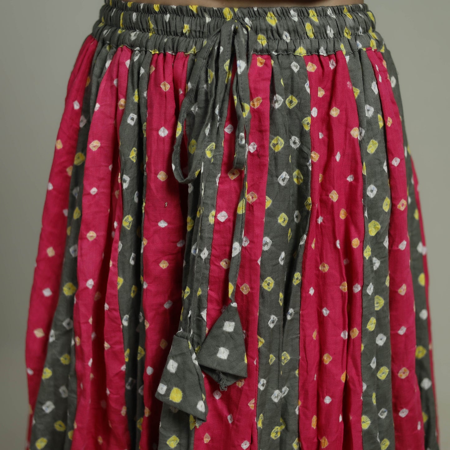 Bandhani Tie-Dye 24 Kali Patchwork Cotton Long Skirt 08