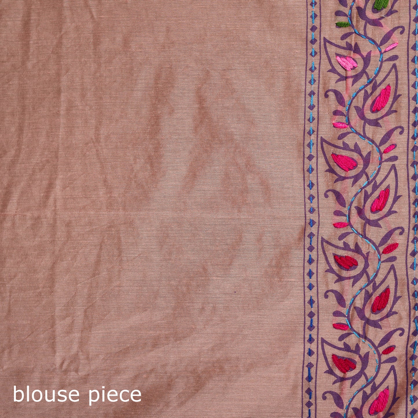 Phulkari Hand Embroidered Chanderi Silk Chapa Work Saree 07