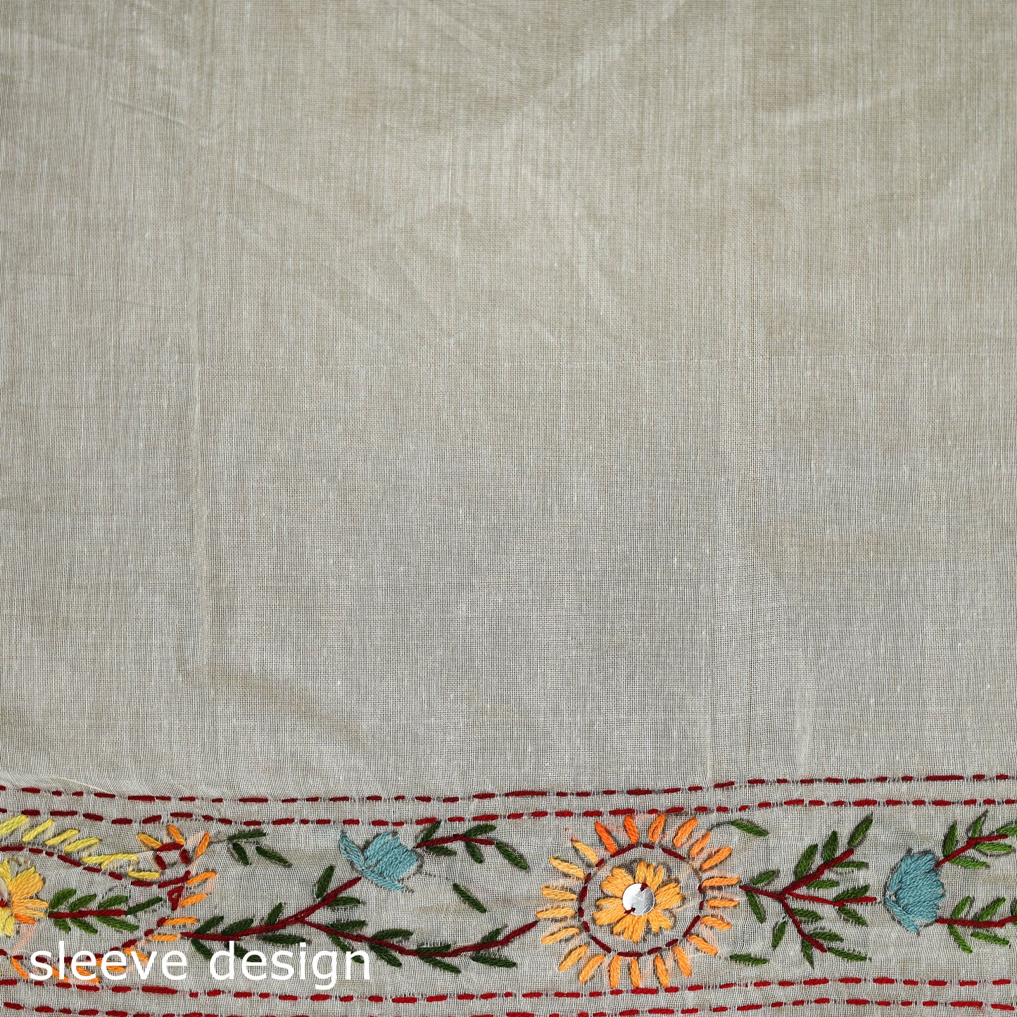 White - Phulkari Hand Embroidered Chanderi Silk Chapa Work Saree 12