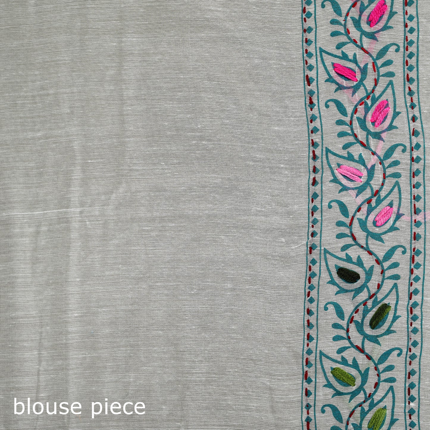 White - Phulkari Hand Embroidered Chanderi Silk Chapa Work Saree 14
