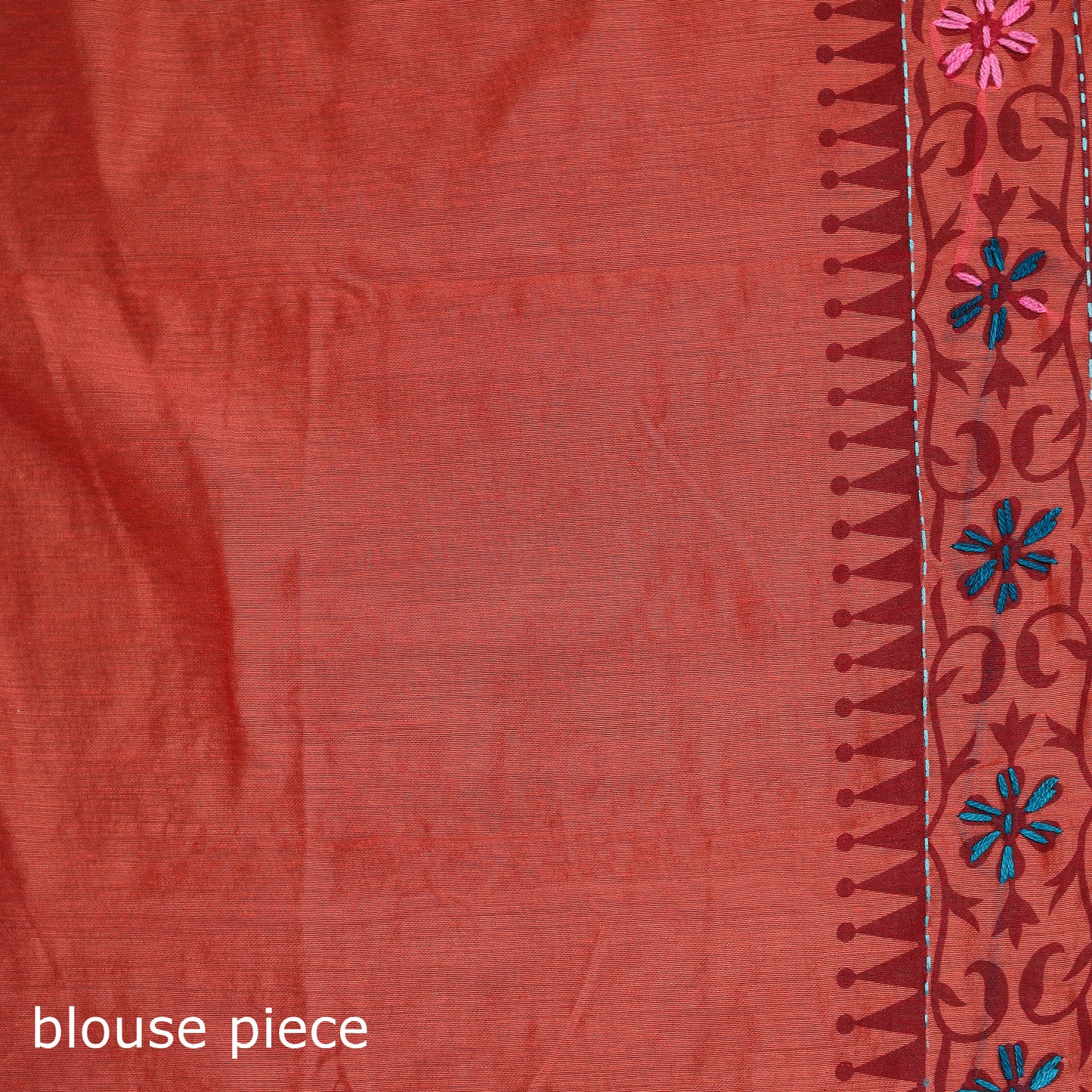 Orange - Phulkari Hand Embroidered Chanderi Silk Chapa Work Saree 27