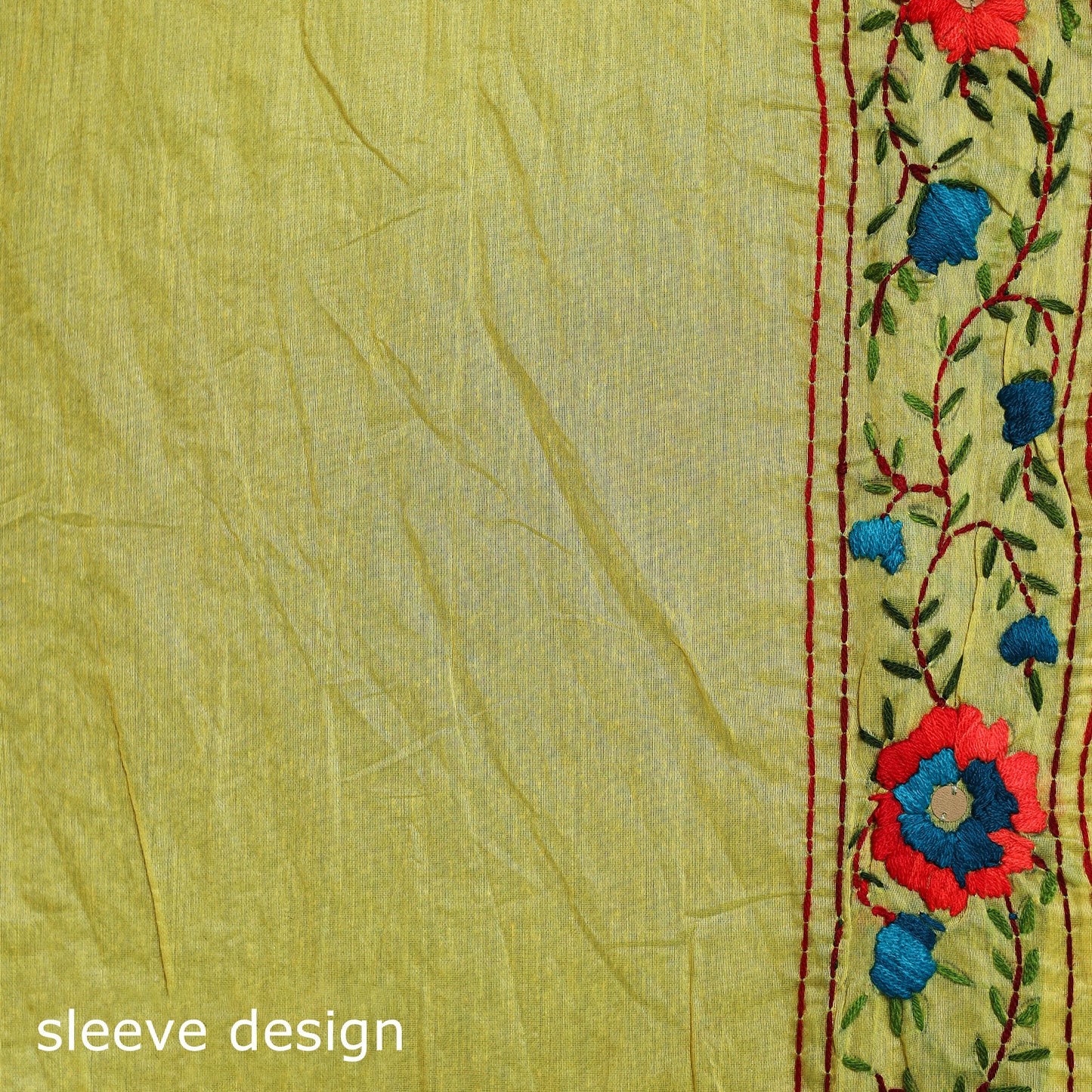 Yellow - Phulkari Hand Embroidered Chanderi Silk Chapa Work Saree 31