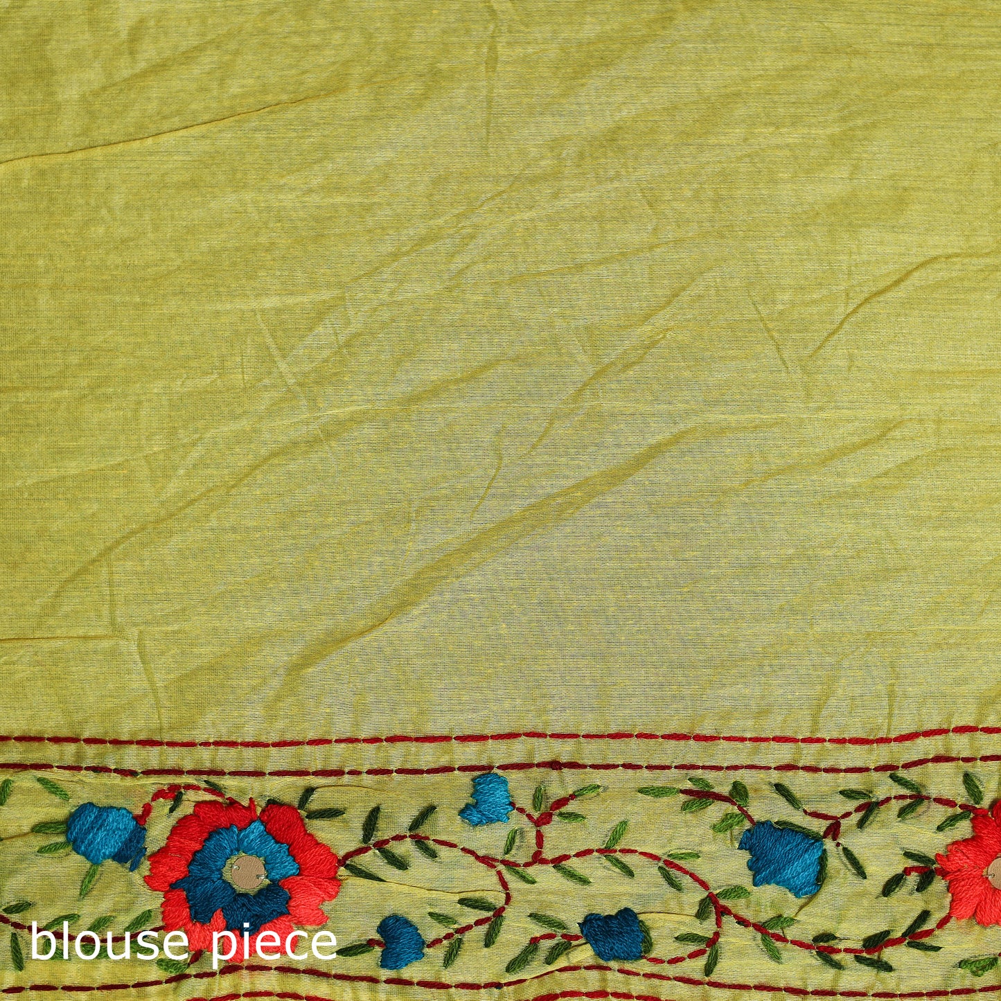 Yellow - Phulkari Hand Embroidered Chanderi Silk Chapa Work Saree 31