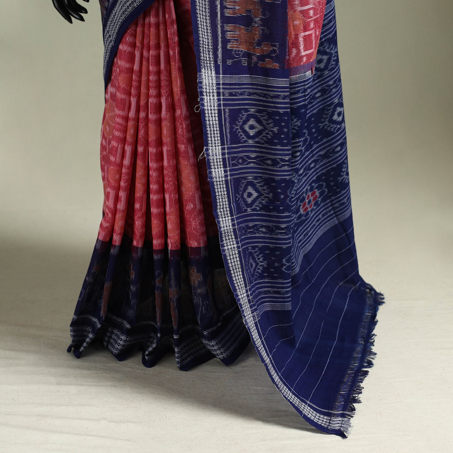 Pink - Pure Handwoven Sambalpuri Ikat Cotton Saree 10
