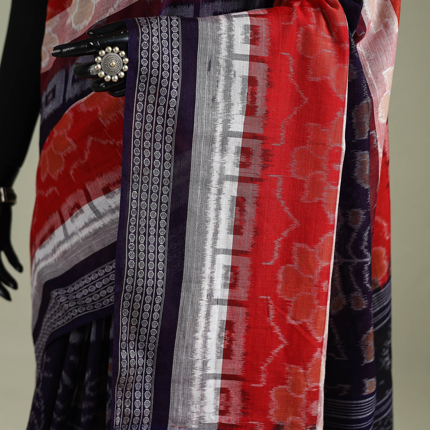 Black - Pure Handwoven Sambalpuri Ikat Cotton Saree 12