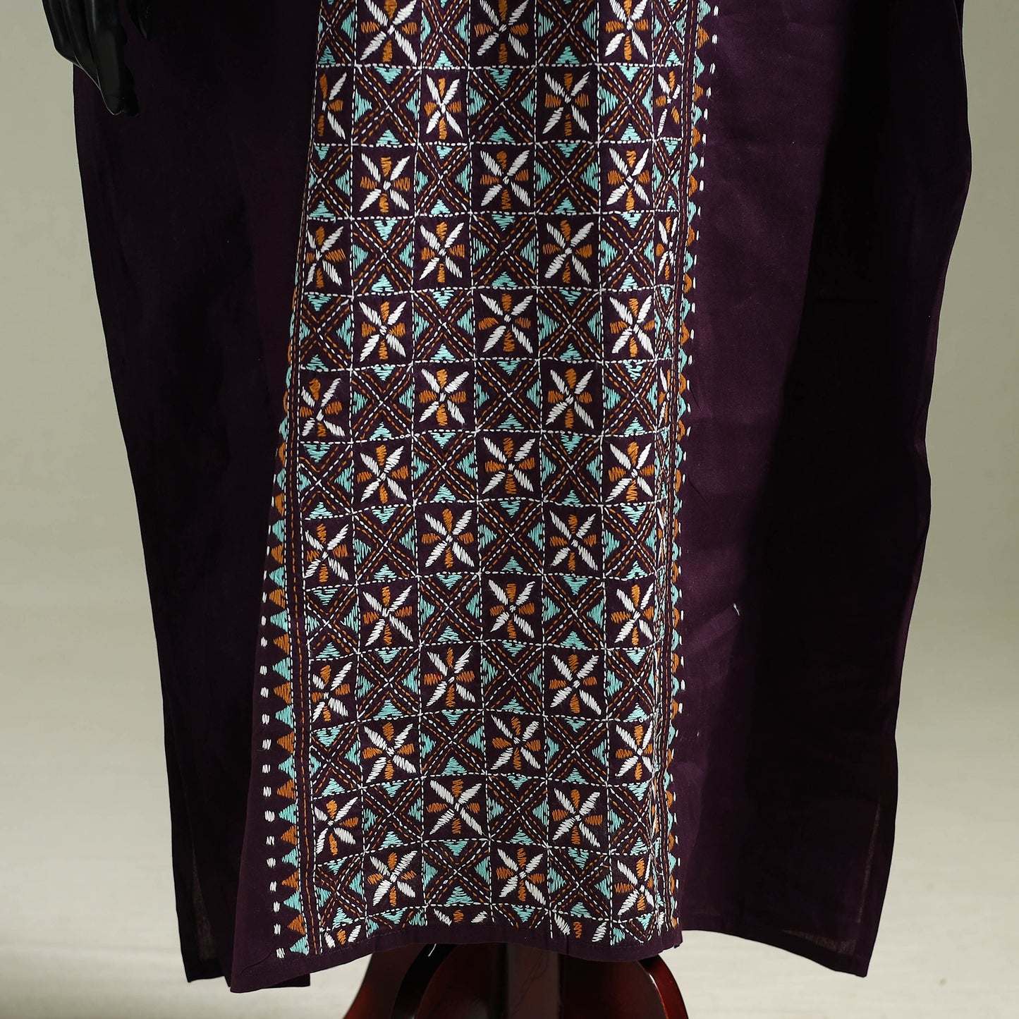 Bengal Kantha Hand Embroidery Cotton Long Kaftan 24