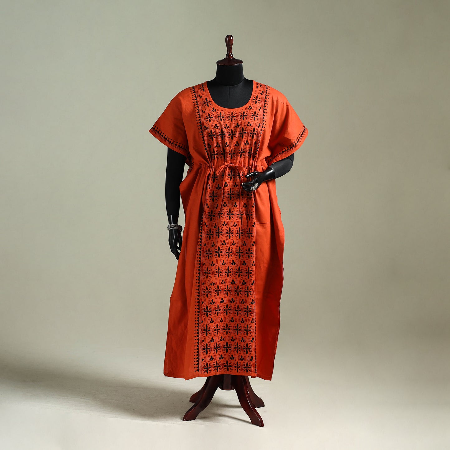 Bengal Kantha Hand Embroidery Cotton Long Kaftan 25