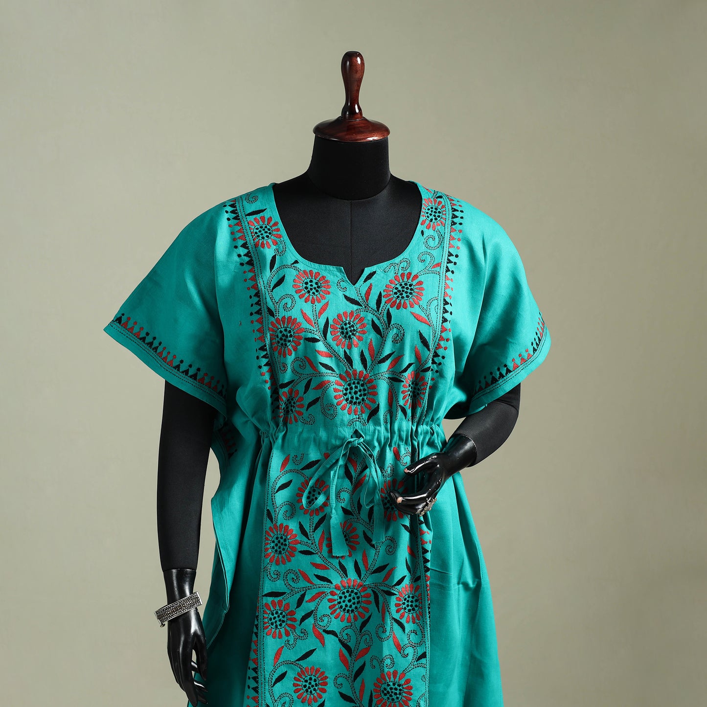Bengal Kantha Hand Embroidery Cotton Long Kaftan 35