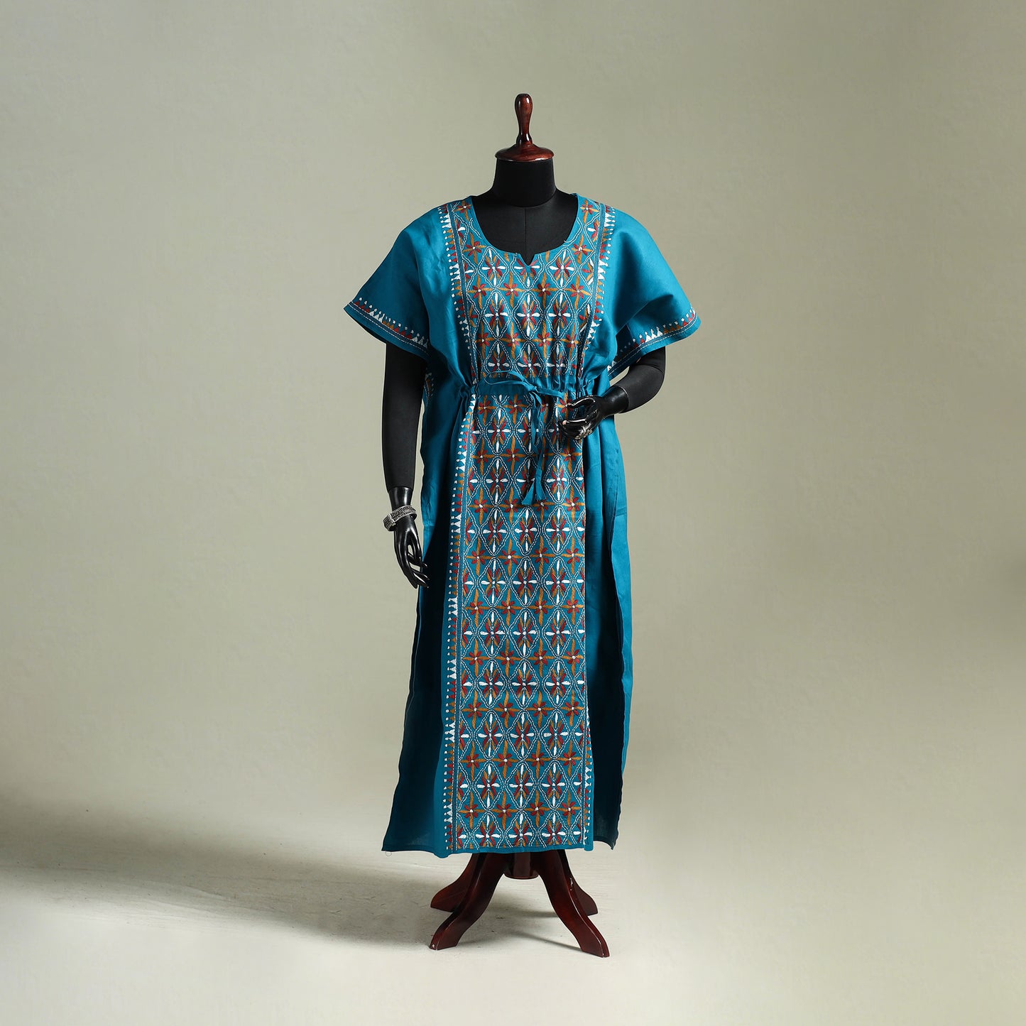 Bengal Kantha Hand Embroidery Cotton Long Kaftan 39