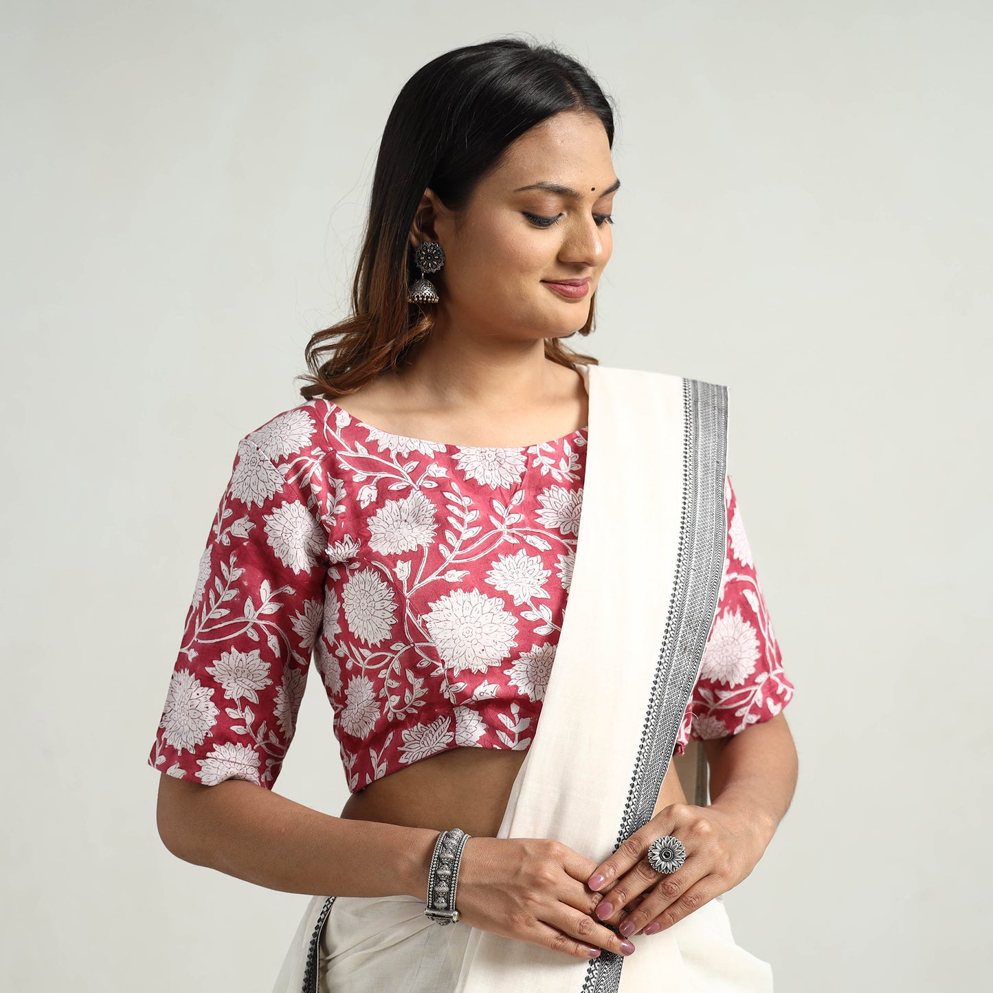 Buy Sanganeri Block Printed Cotton Stitched Blouse Online at iTokri.com