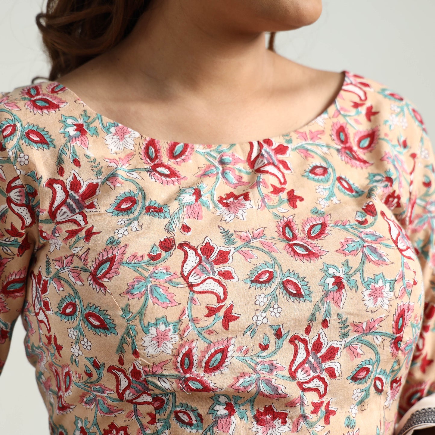Buy Sanganeri Block Printed Cotton Stitched Blouse Online at iTokri.com