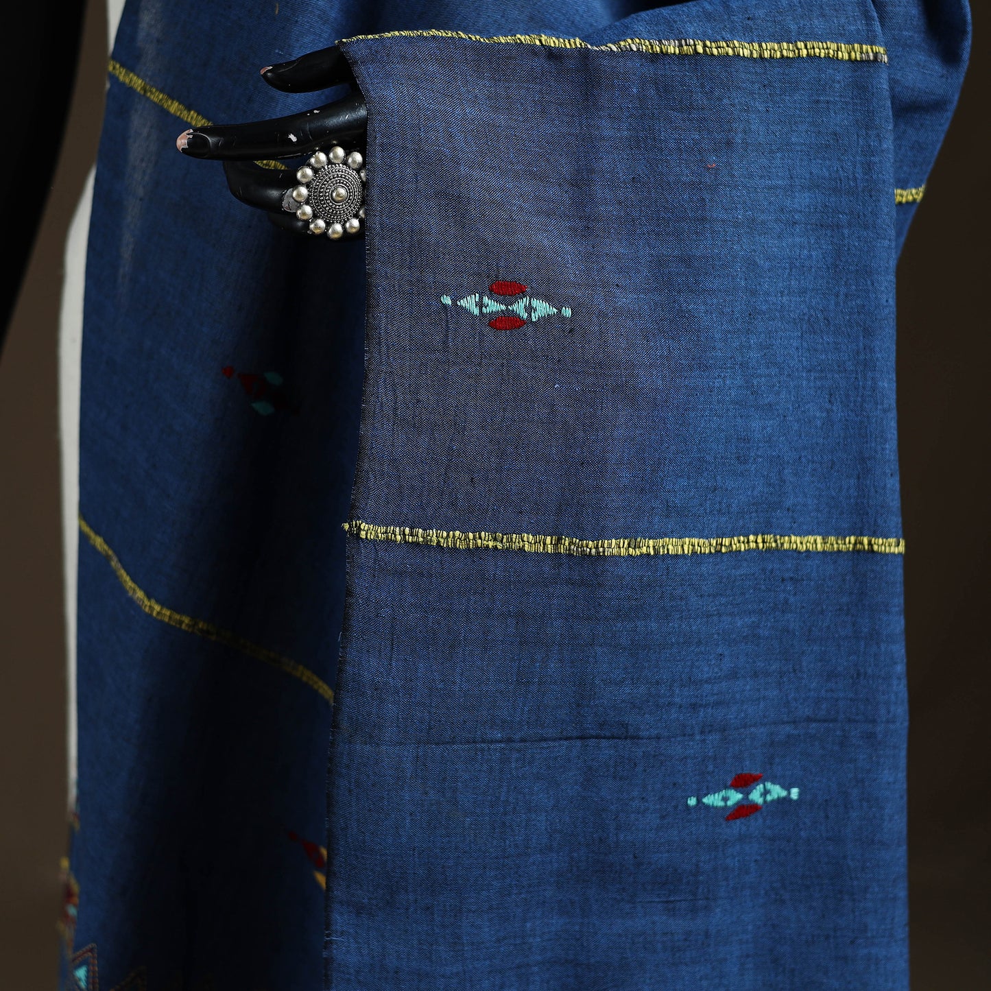 Kantha Hand Embroidered Khes Handwoven Cotton Dupatta 32