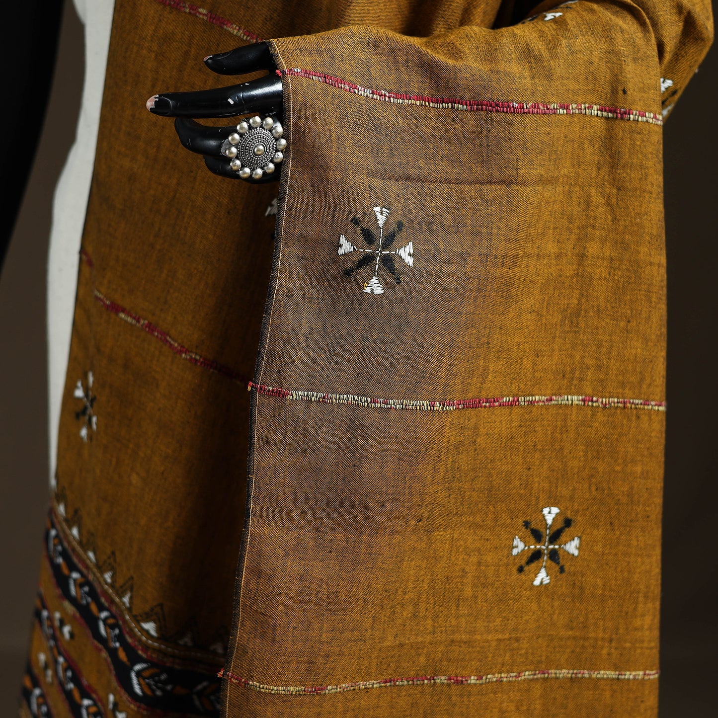 Kantha Hand Embroidered Khes Handwoven Cotton Dupatta 38
