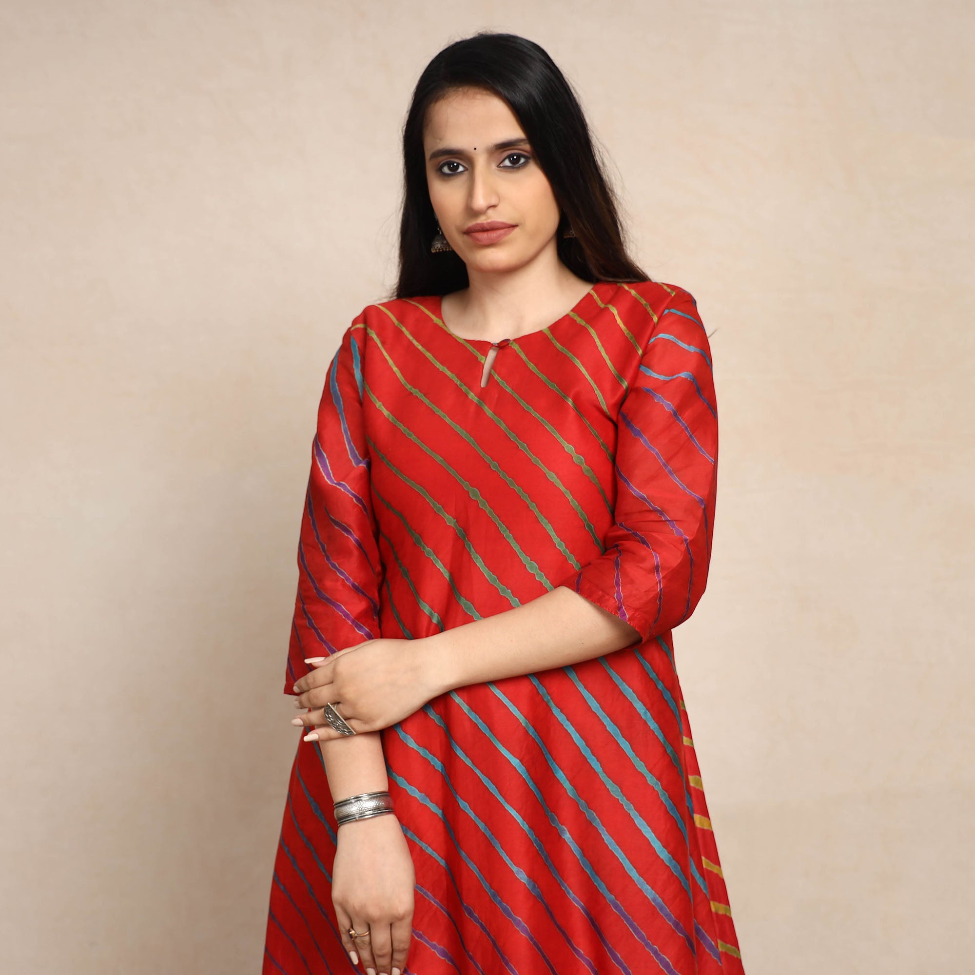 Yellow - Multicolour Leheriya Tie-Dye Chanderi Silk Fabric 08