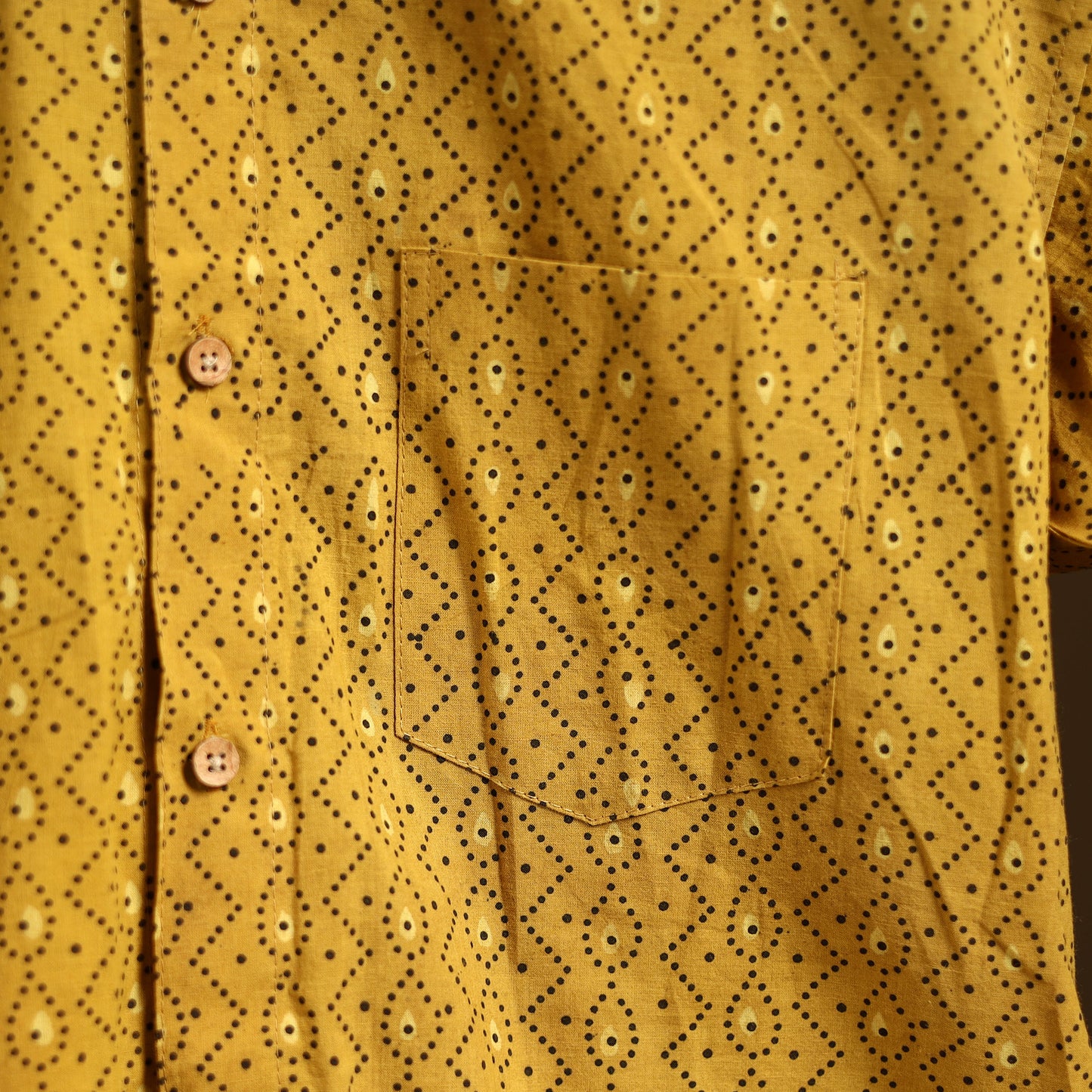 Natural Dyed Hand Block Print Cotton Men Half Sleeve Ajrakh Shirt 07