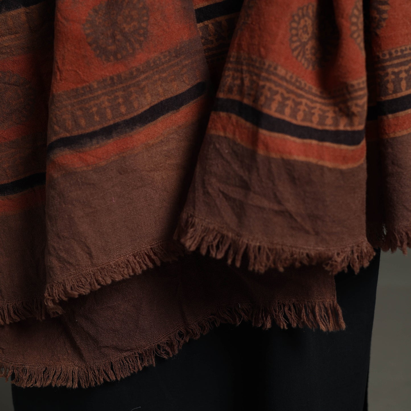 Ajrakh Block Printed Handwoven Woolen Shawl