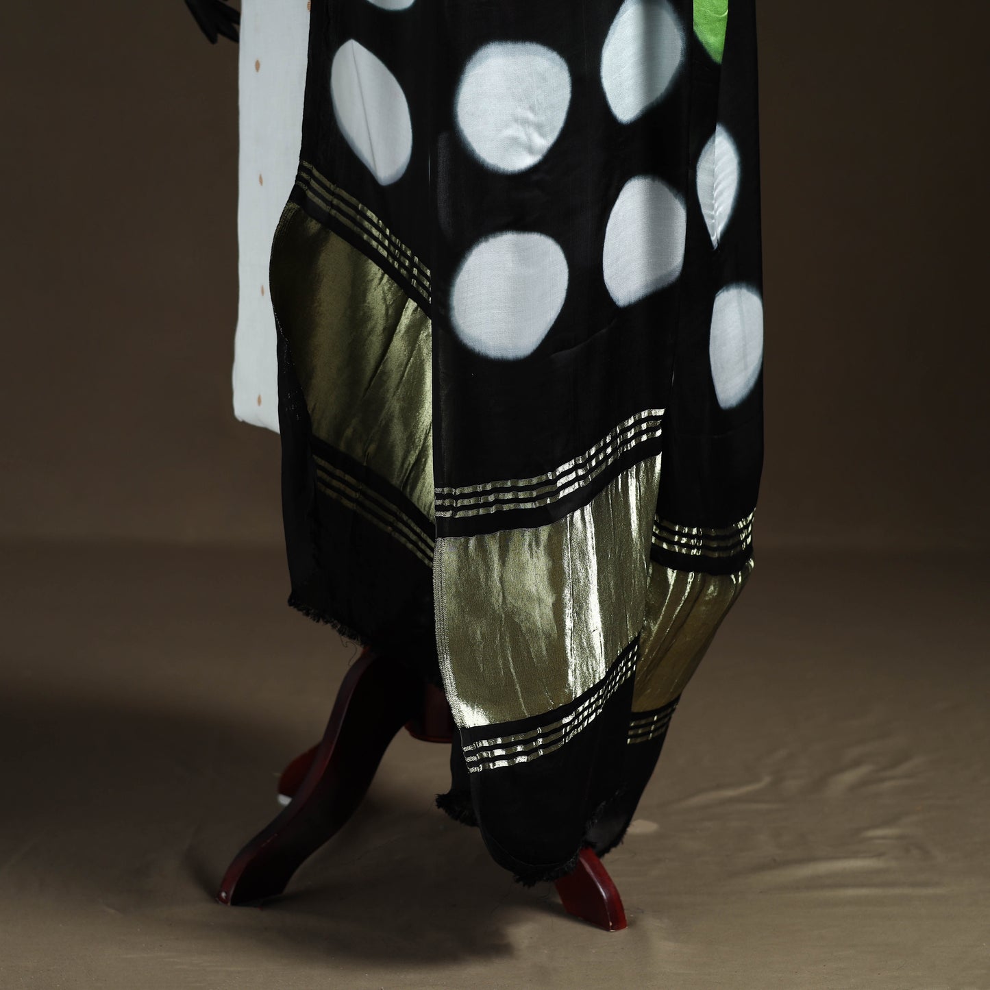 Multicolor - Shibori Clamp Dyed Modal Silk Dupatta with Zari Border 06