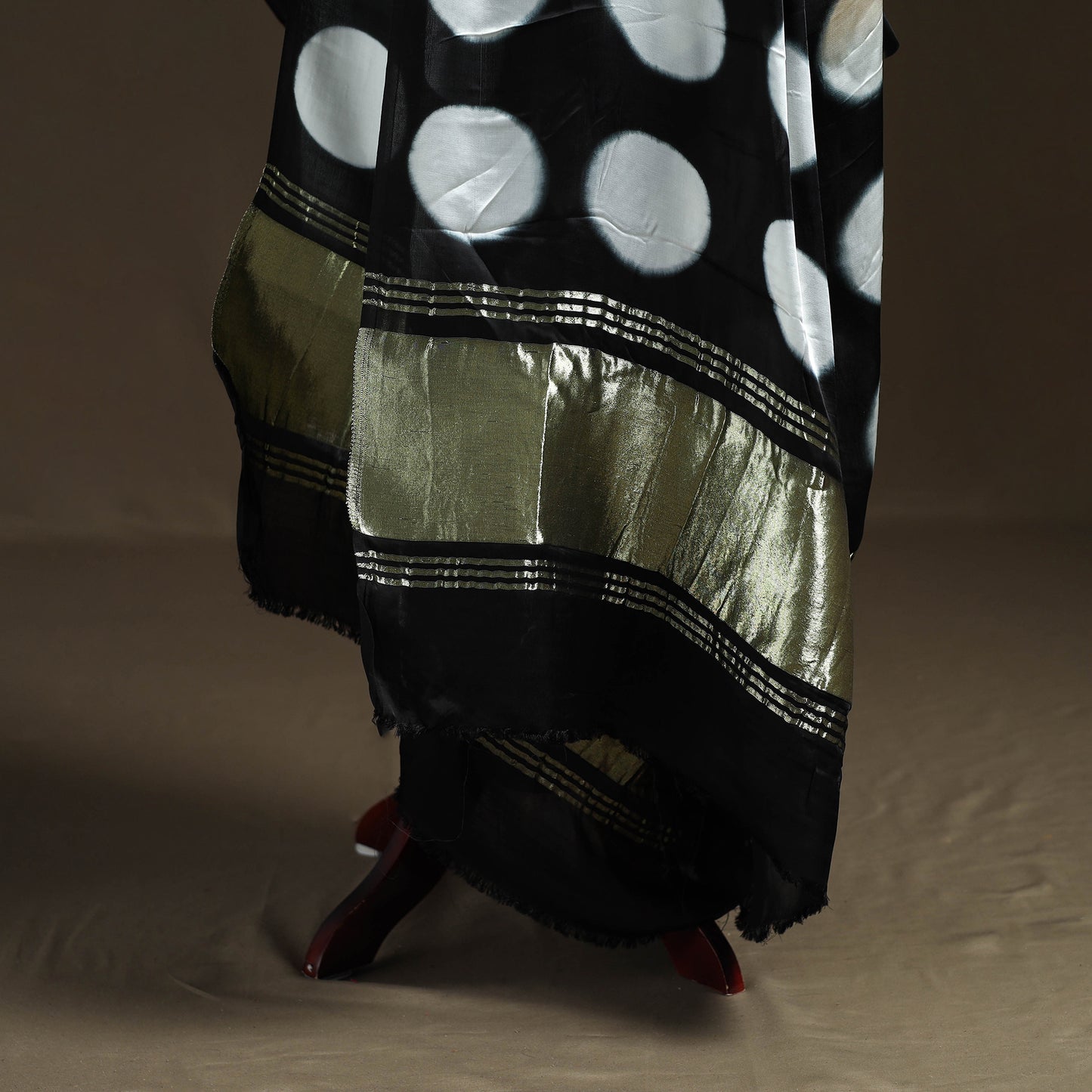Yellow - Shibori Clamp Dyed Modal Silk Dupatta with Zari Border 07