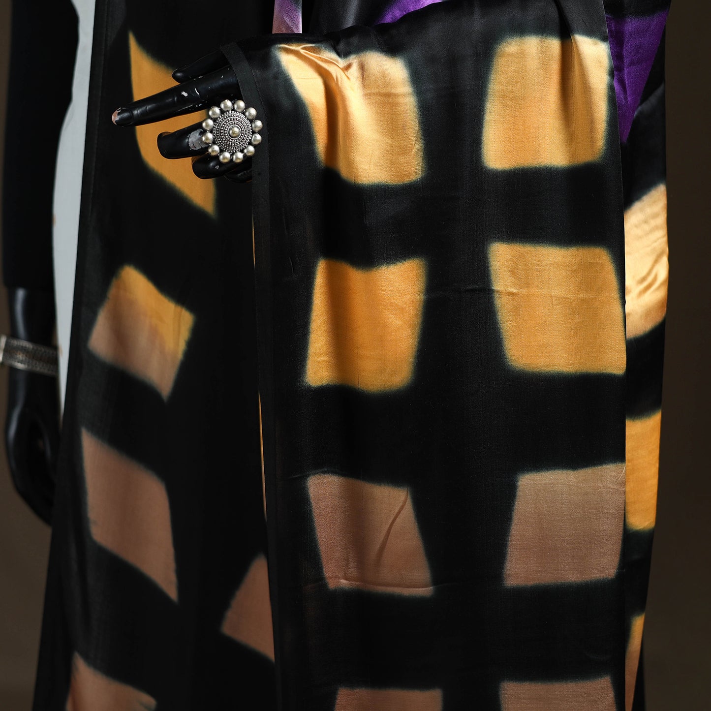 Multicolor - Shibori Clamp Dyed Modal Silk Dupatta with Zari Border 10