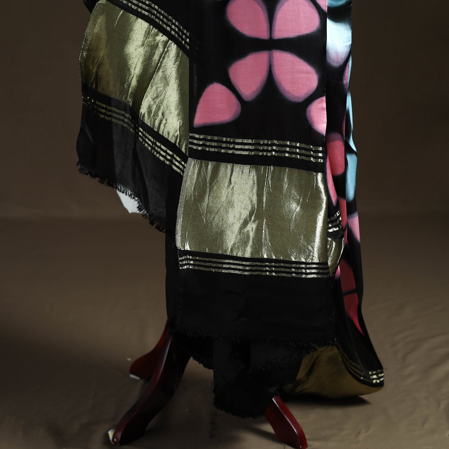 Multicolor - Shibori Clamp Dyed Modal Silk Dupatta with Zari Border 12